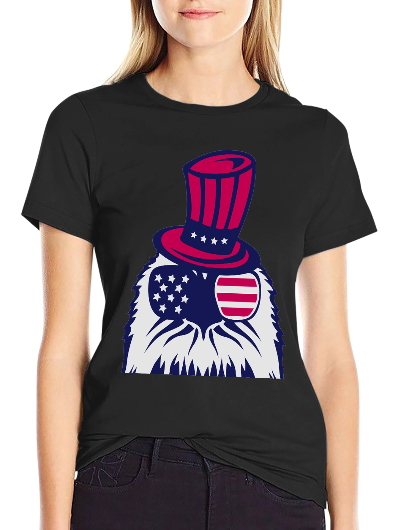 Black Patriotic Eagle T-Shirt - Stars and Stripes Design view 2