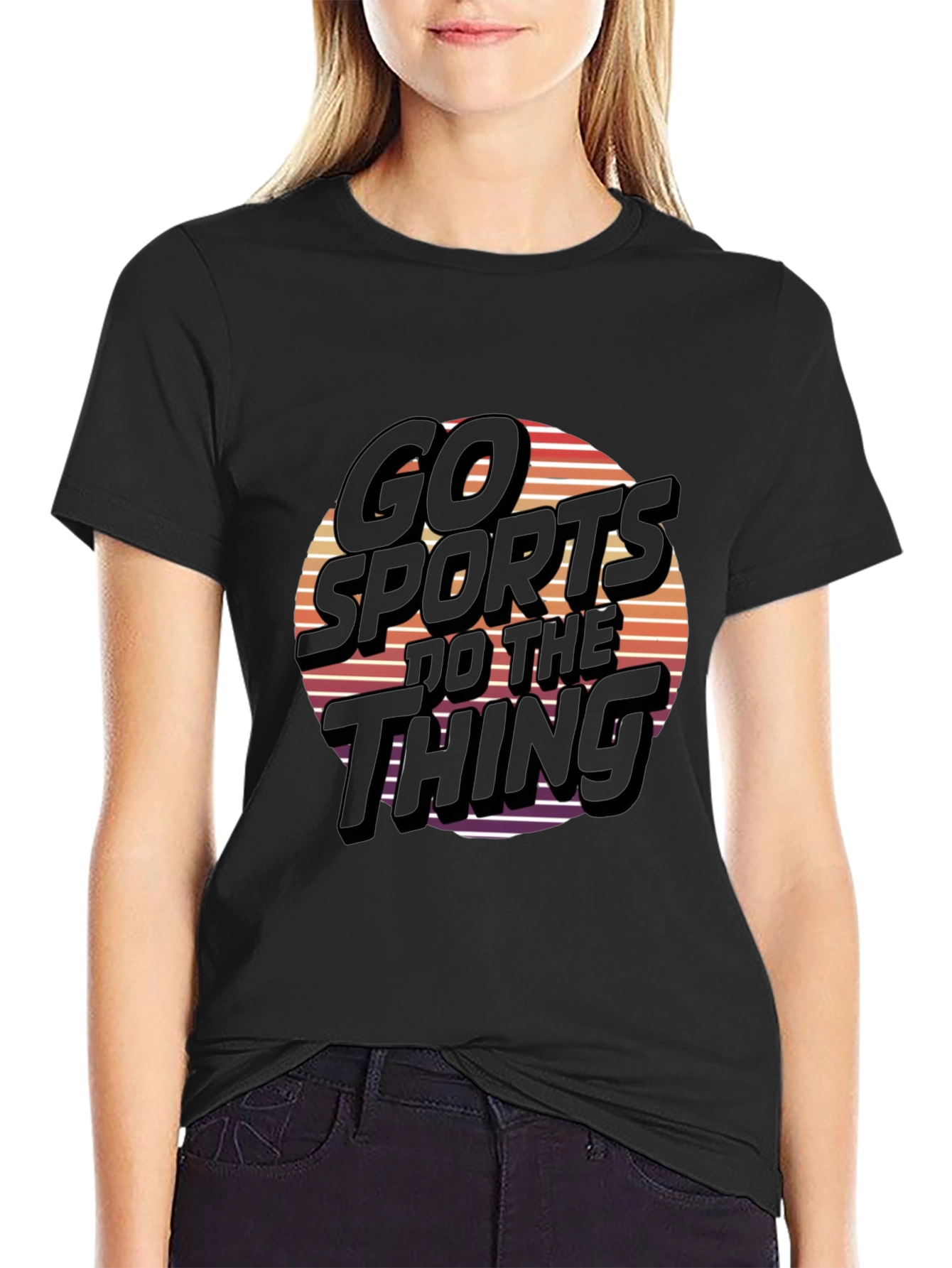 Black Go Sports Do The Thing T-Shirt Graphic Novelty Tee view 2