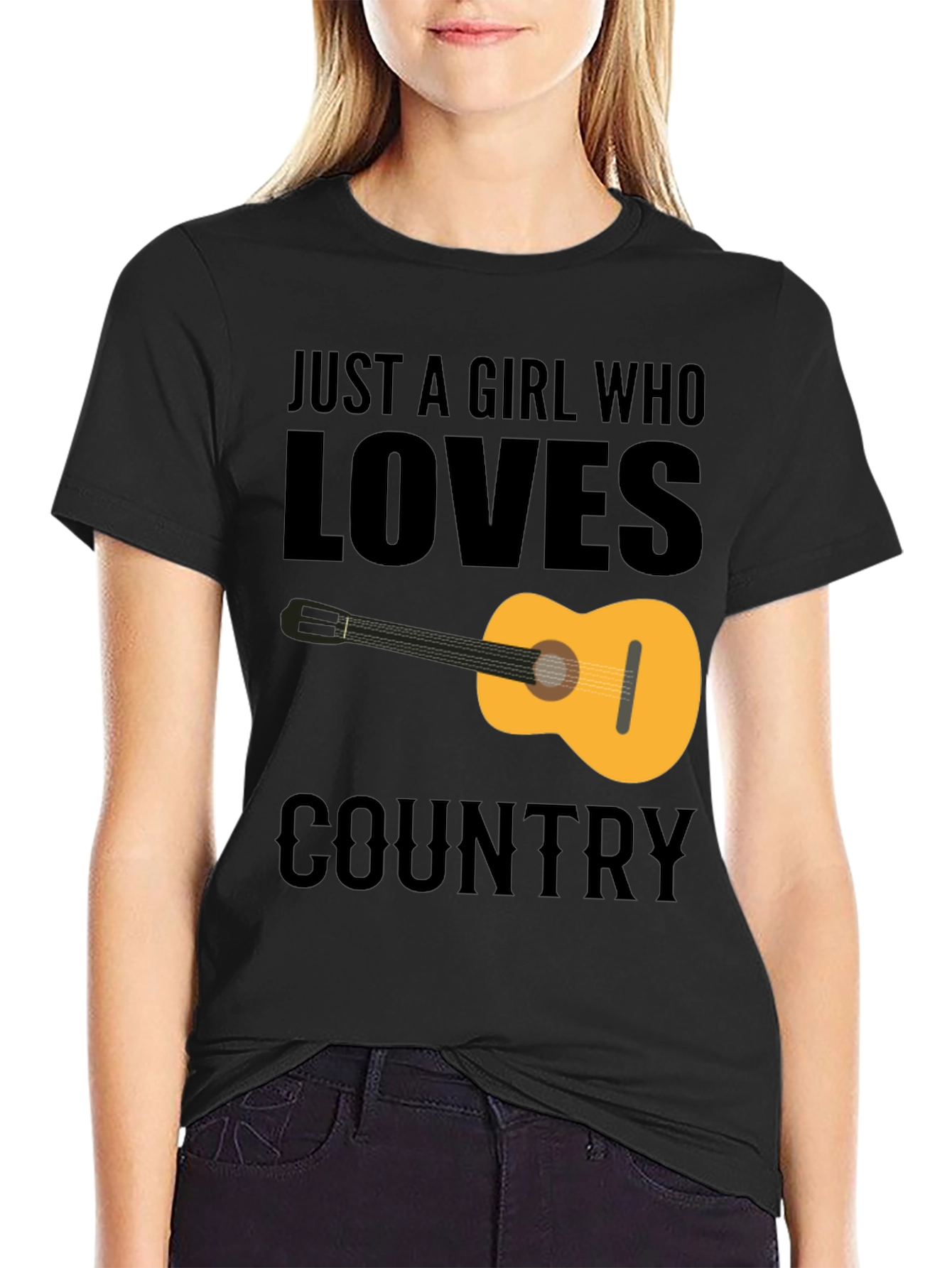 Black Country Music Guitar Graphic Tee view 2