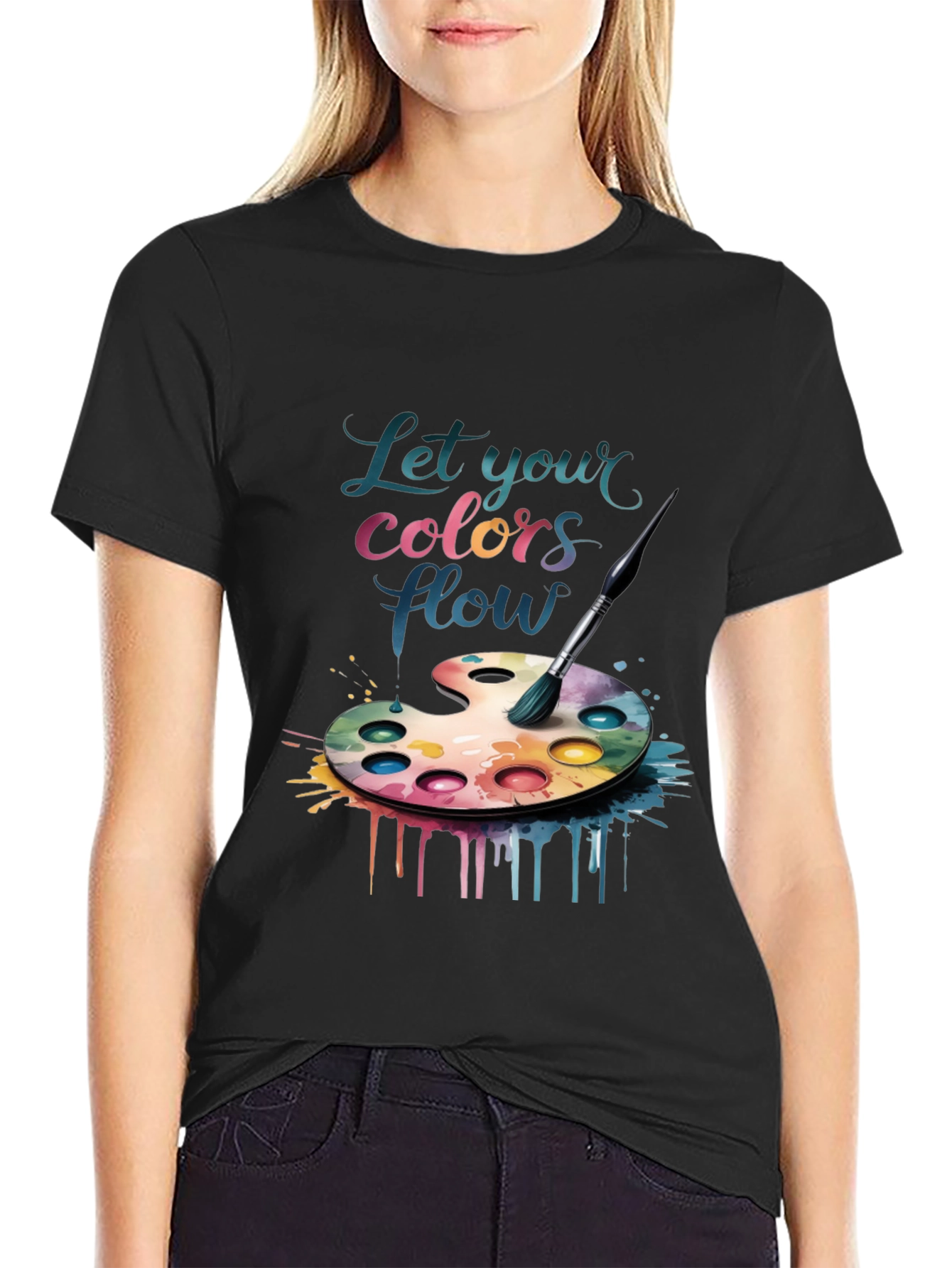Black Artist Palette Tee - Let Your Colors Flow view 2