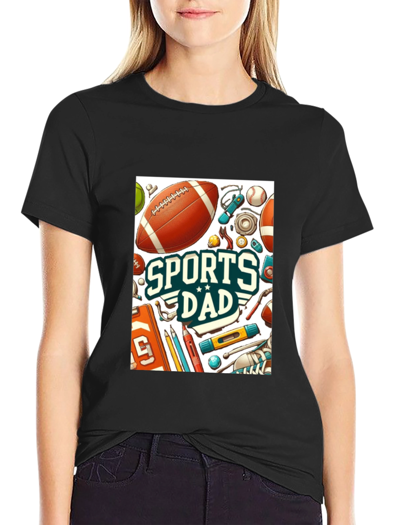 Black Sports Dad Graphic Tee - Perfect Gift for Sporty Dads! view 2