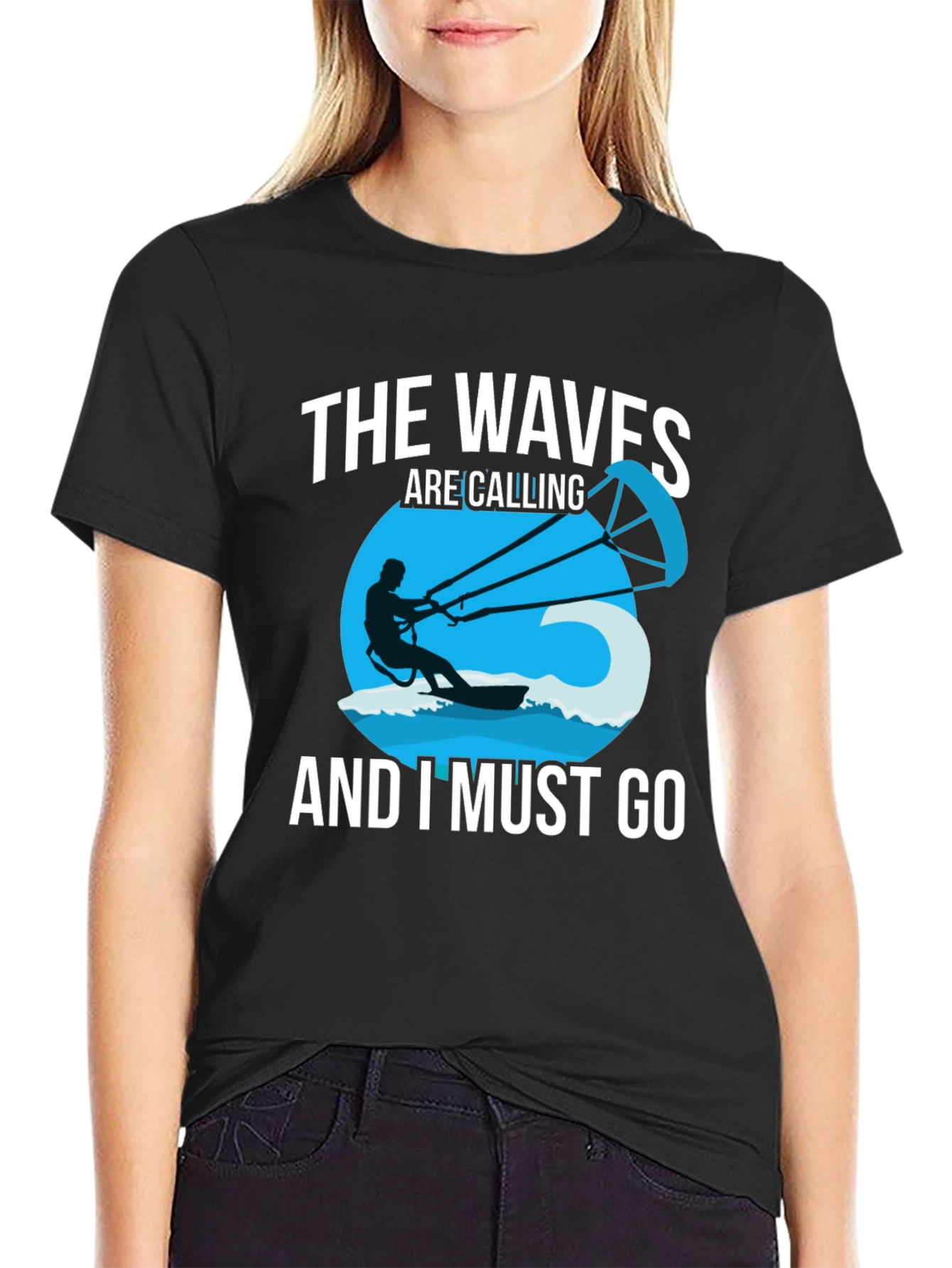 Black The Waves Are Calling Men's Graphic Tee view 2