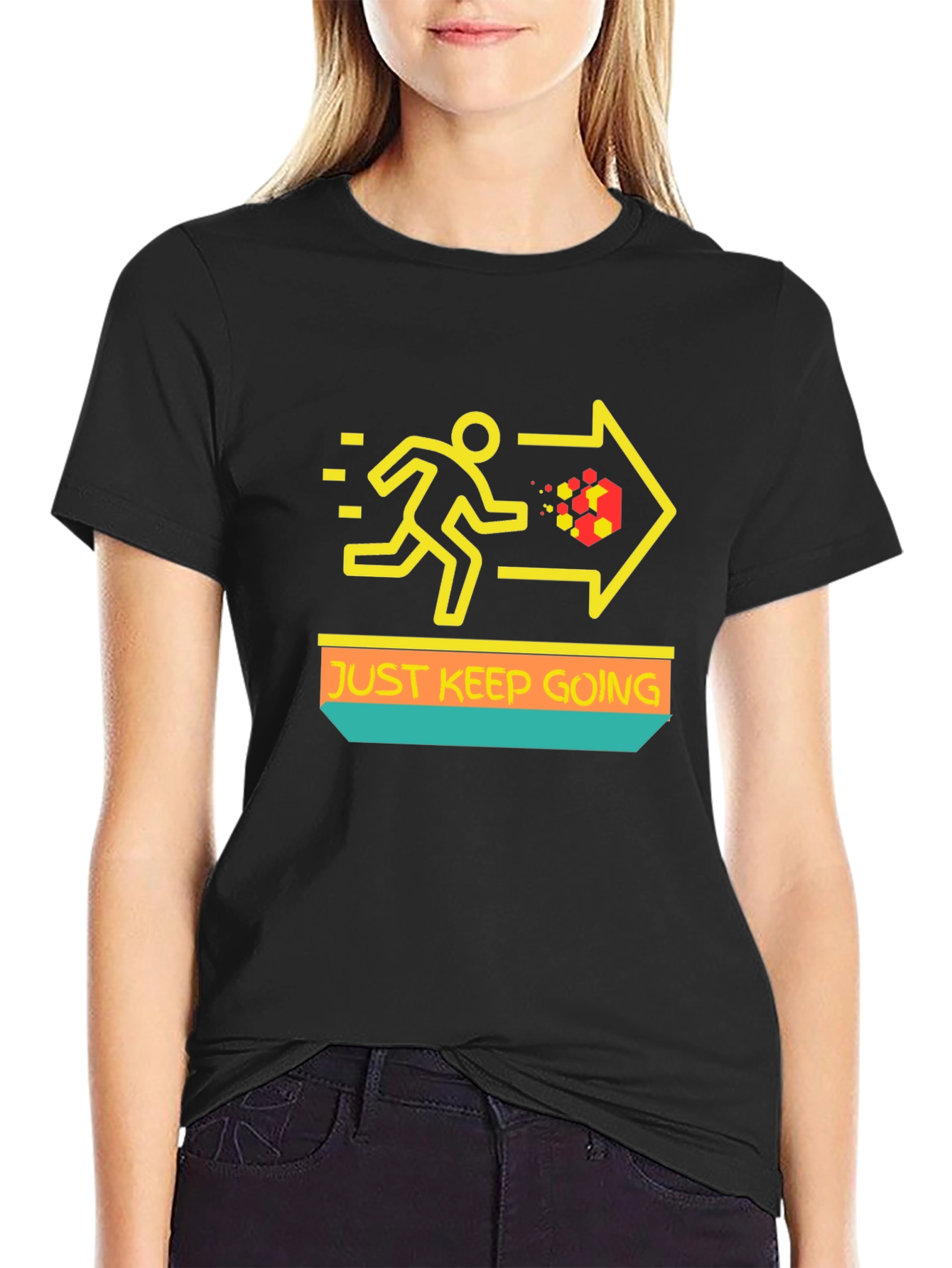 Black Just Keep Going T-Shirt - Motivational Graphic Tee view 2