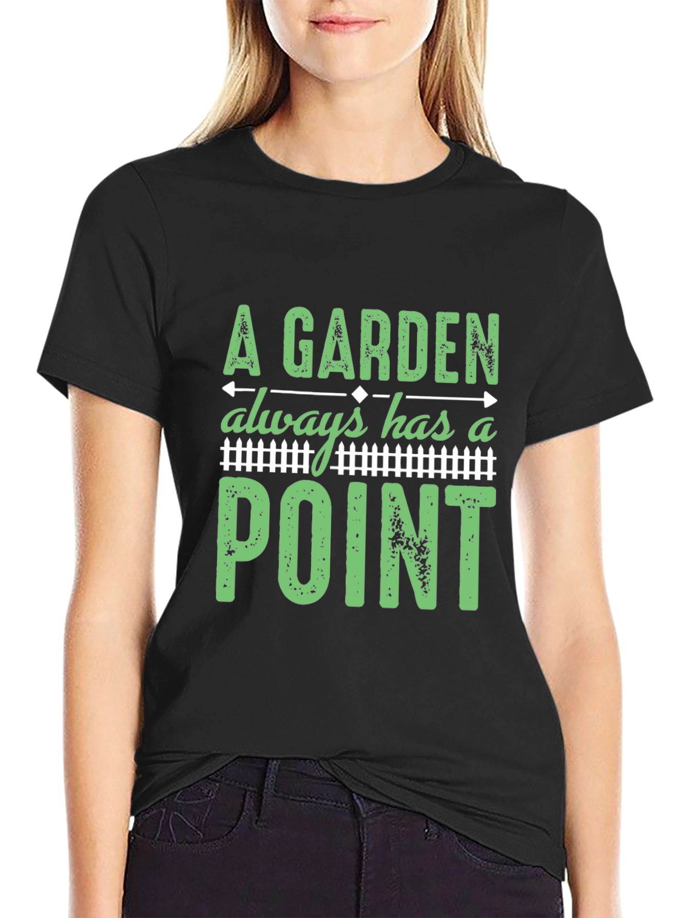 Black A Garden Always Has a Point T-Shirt view 2