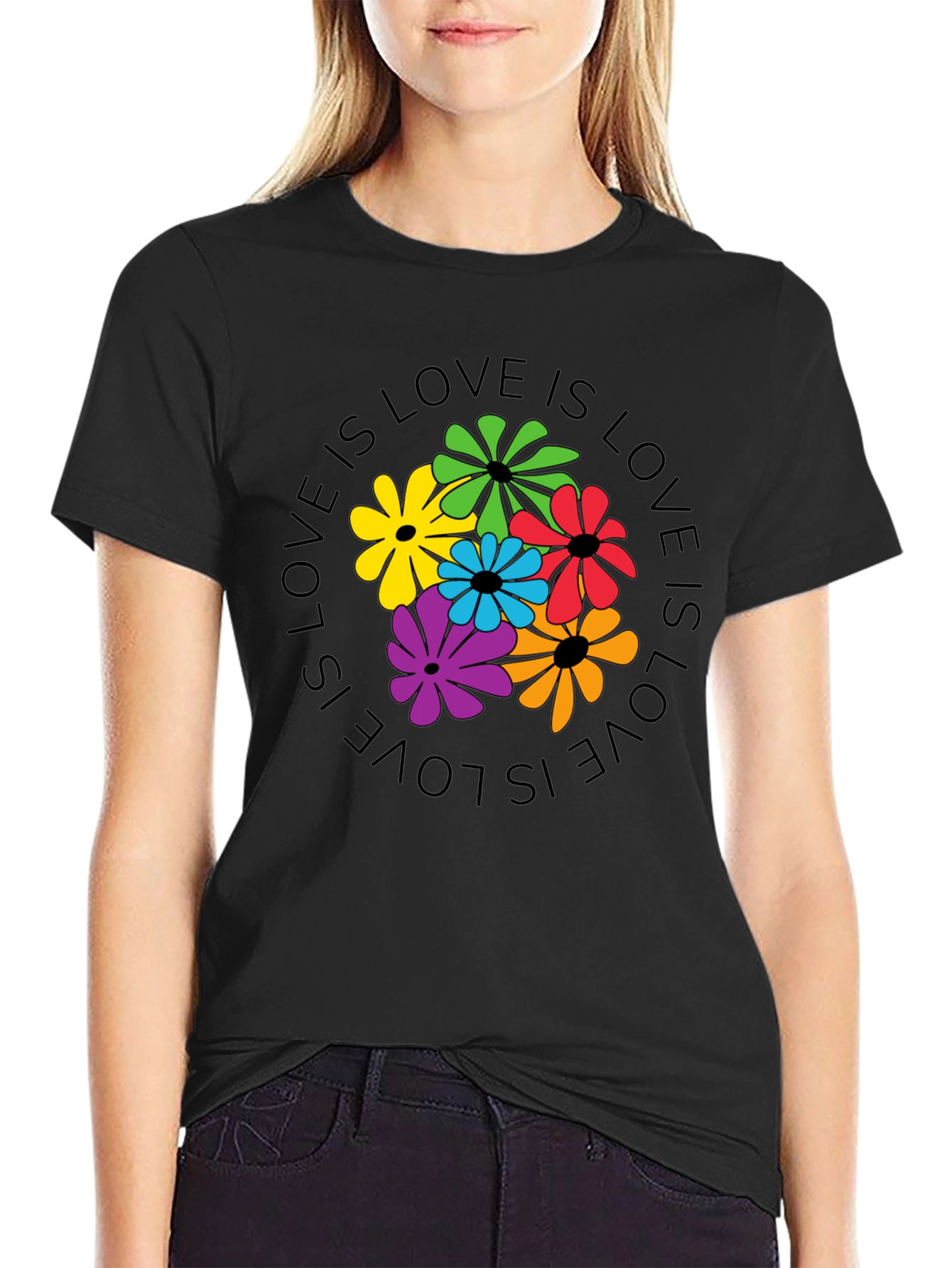 Black Love Is Love Floral Graphic Tee view 2