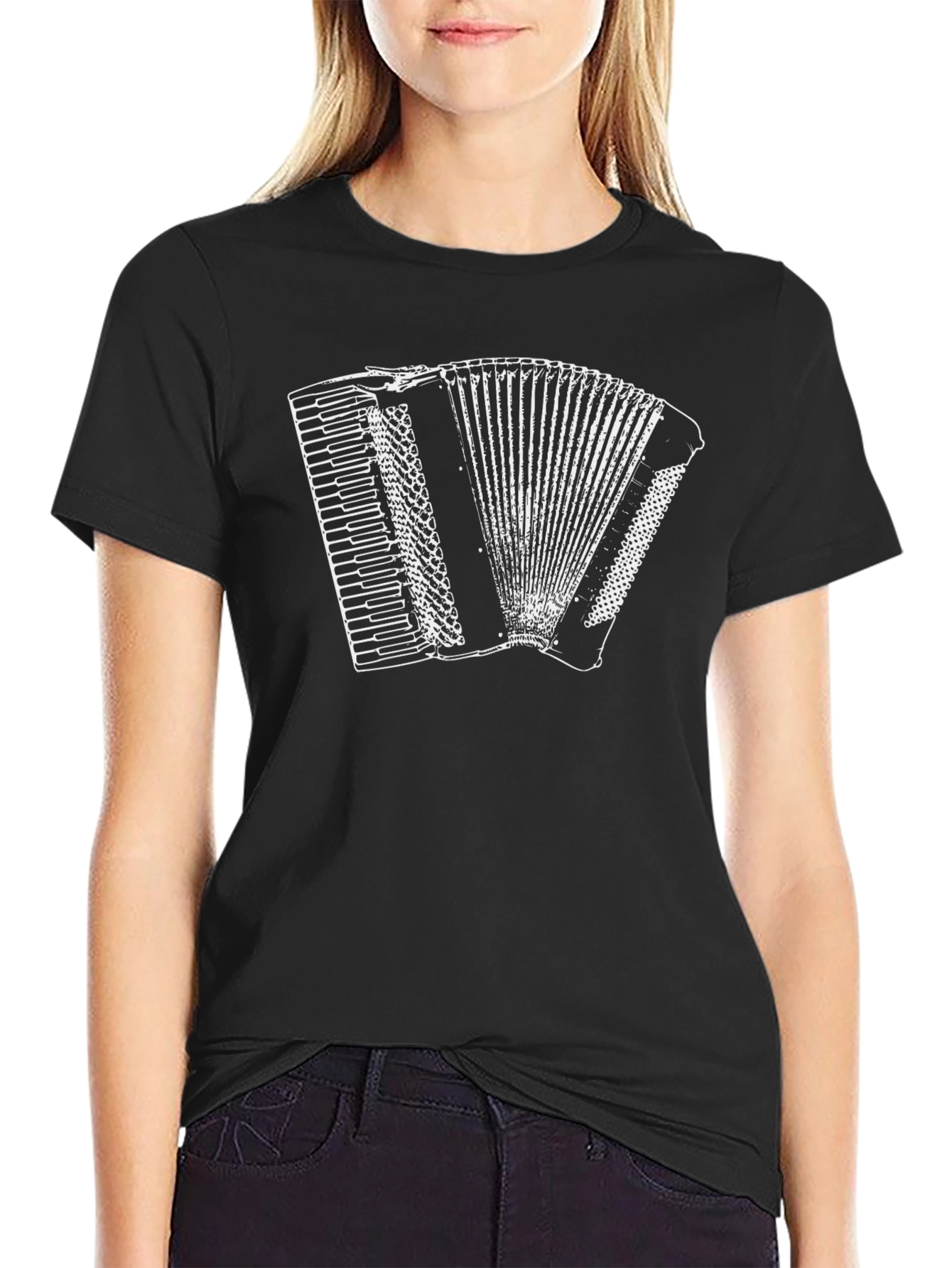 Black Accordion Graphic Print Black Tee view 2