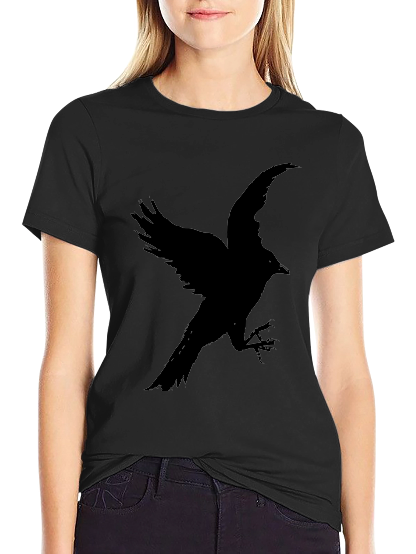 Black Raven Profile T-Shirt - Dark Bird Graphic Tee view 2