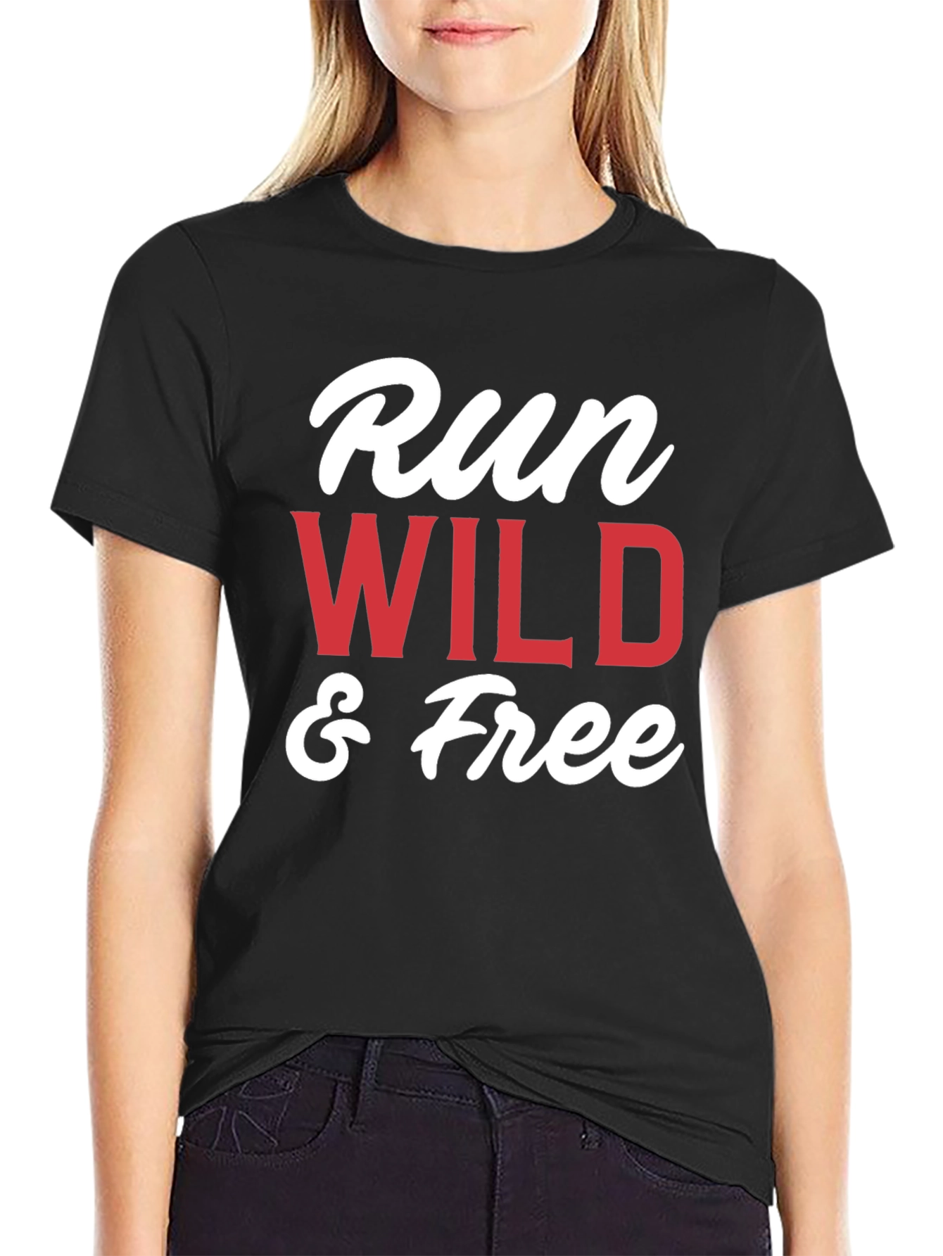 Black Run Wild & Free Graphic T-Shirt - Black view 2