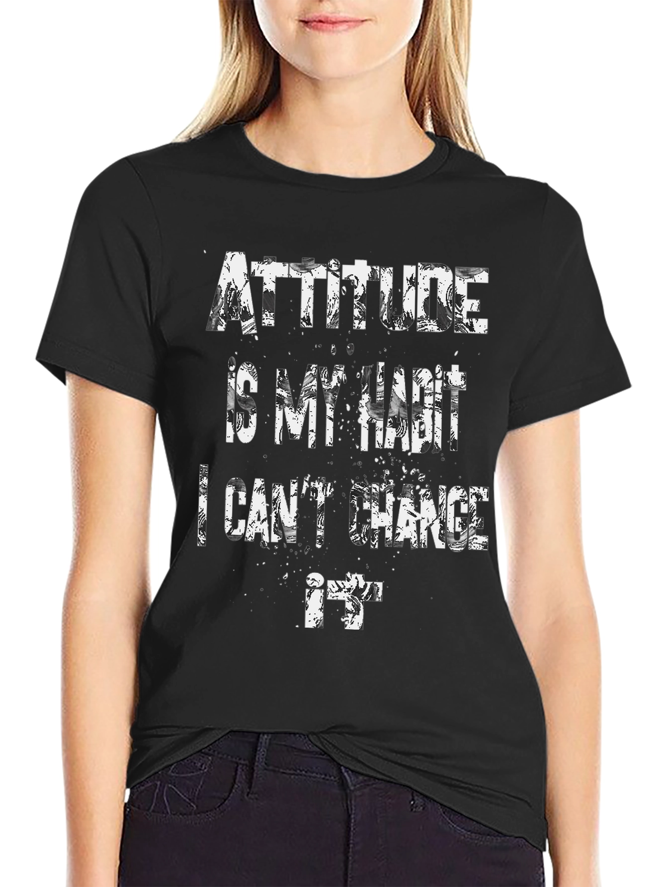 Black Attitude Is My Habit Graphic Tee - Men's Black T-Shirt view 2