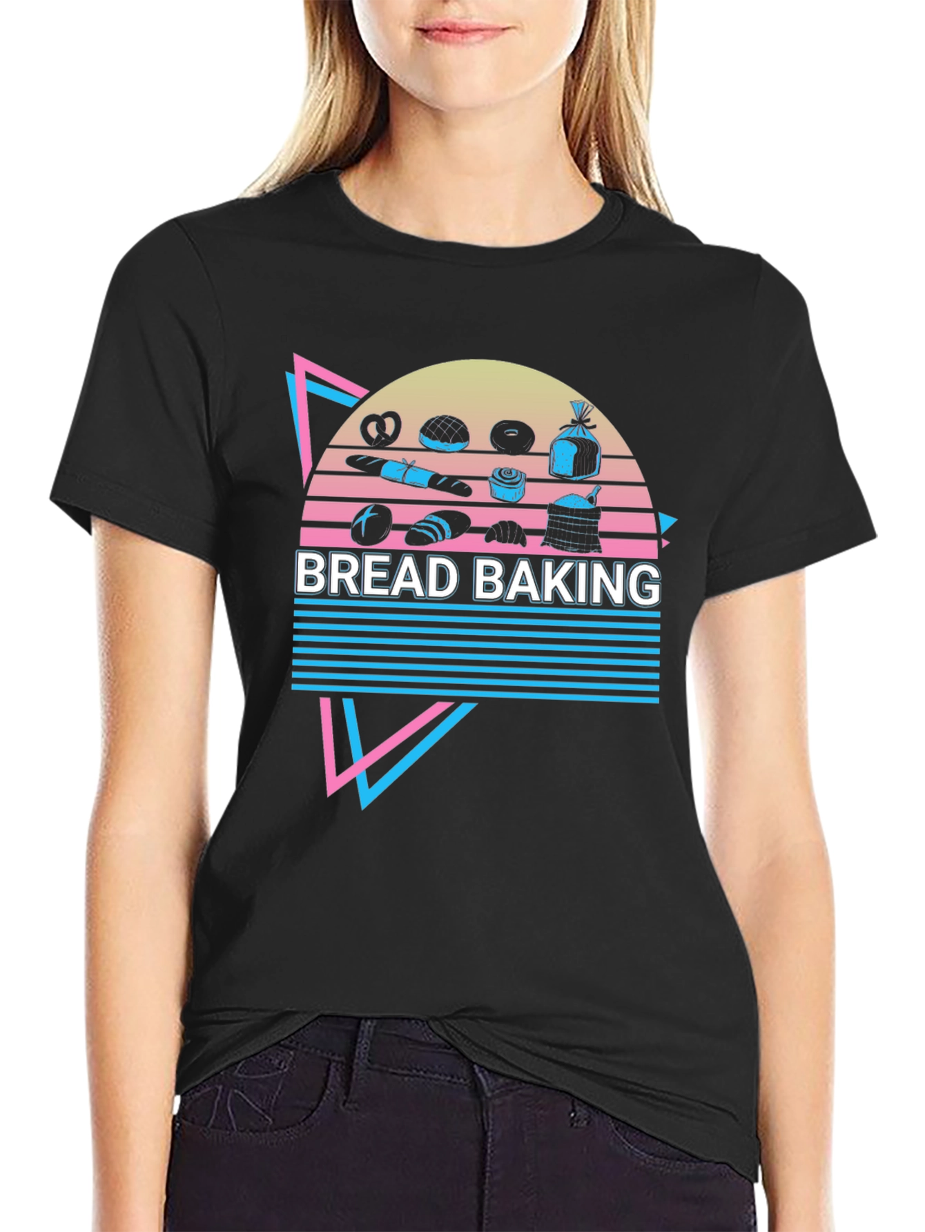 Black Retro Bread Baking Graphic Tee view 2