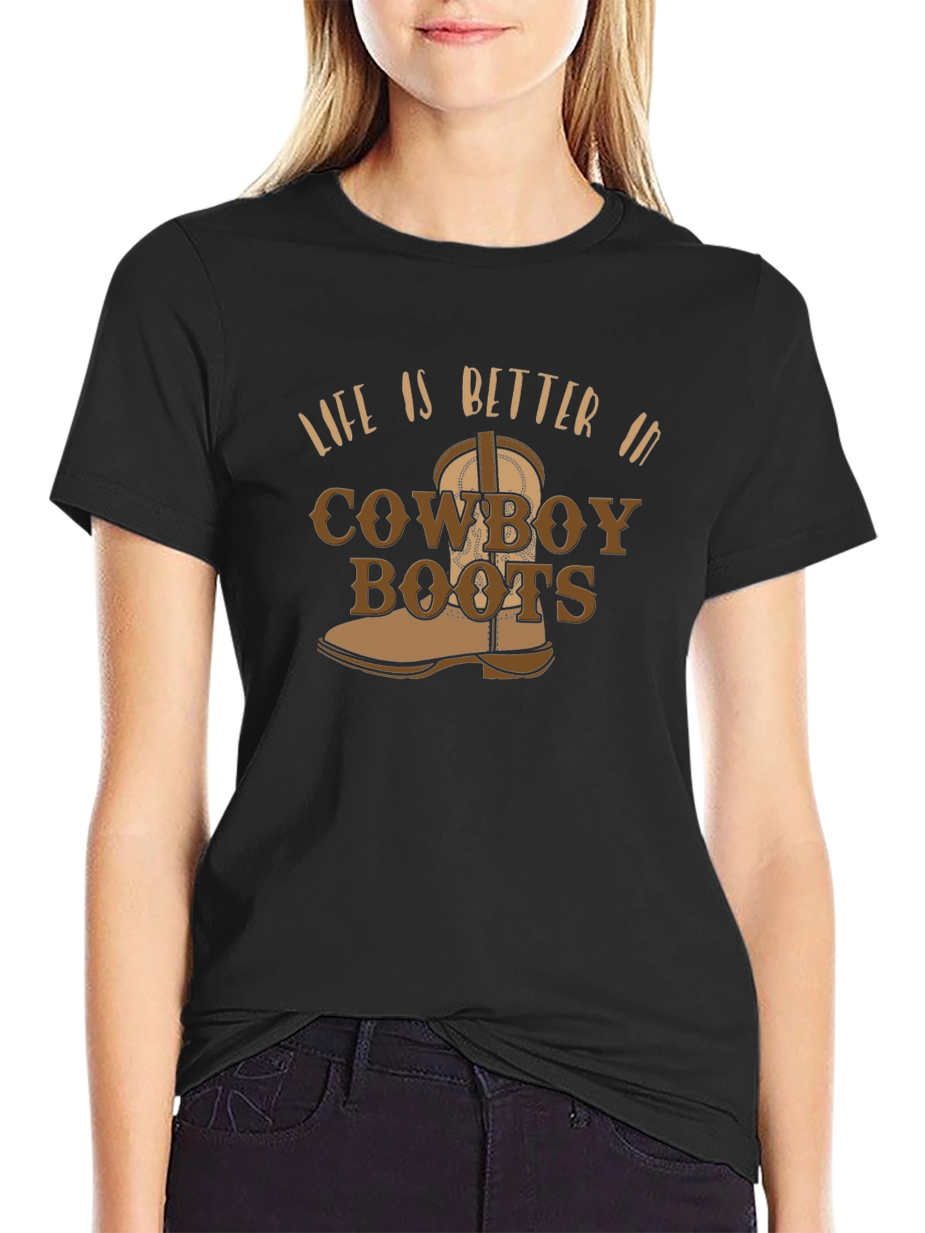 Black Cowboy Boots Graphic Tee - Western Style T-Shirt view 2