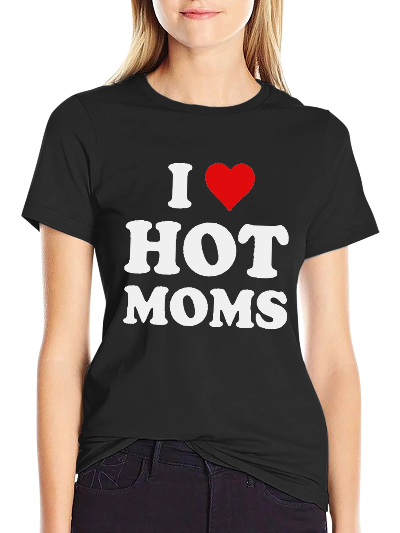 Black I Heart Hot Moms Black T-Shirt view 2