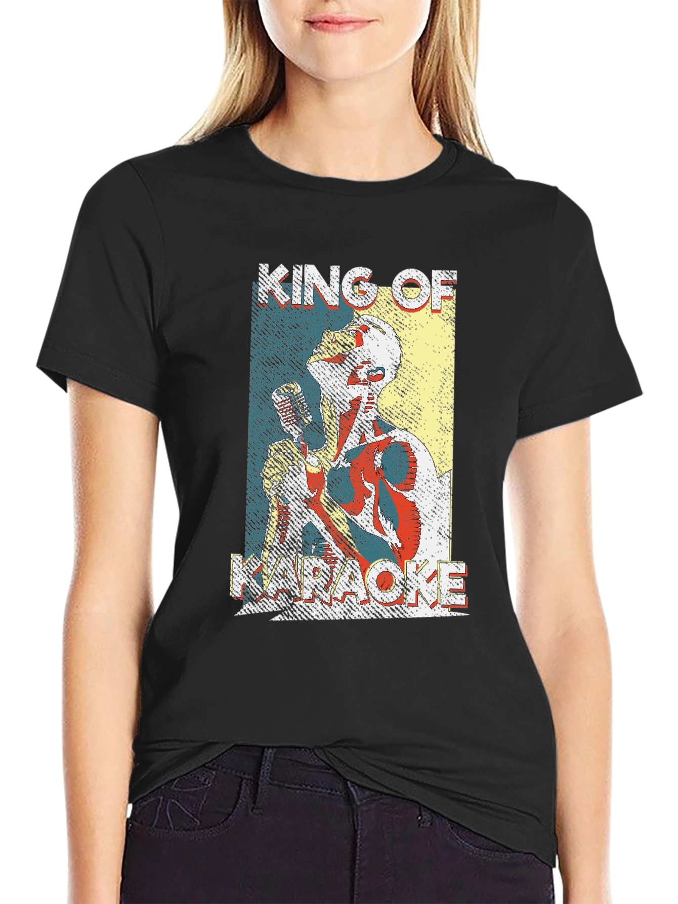 Black King of Karaoke Black T-Shirt view 2