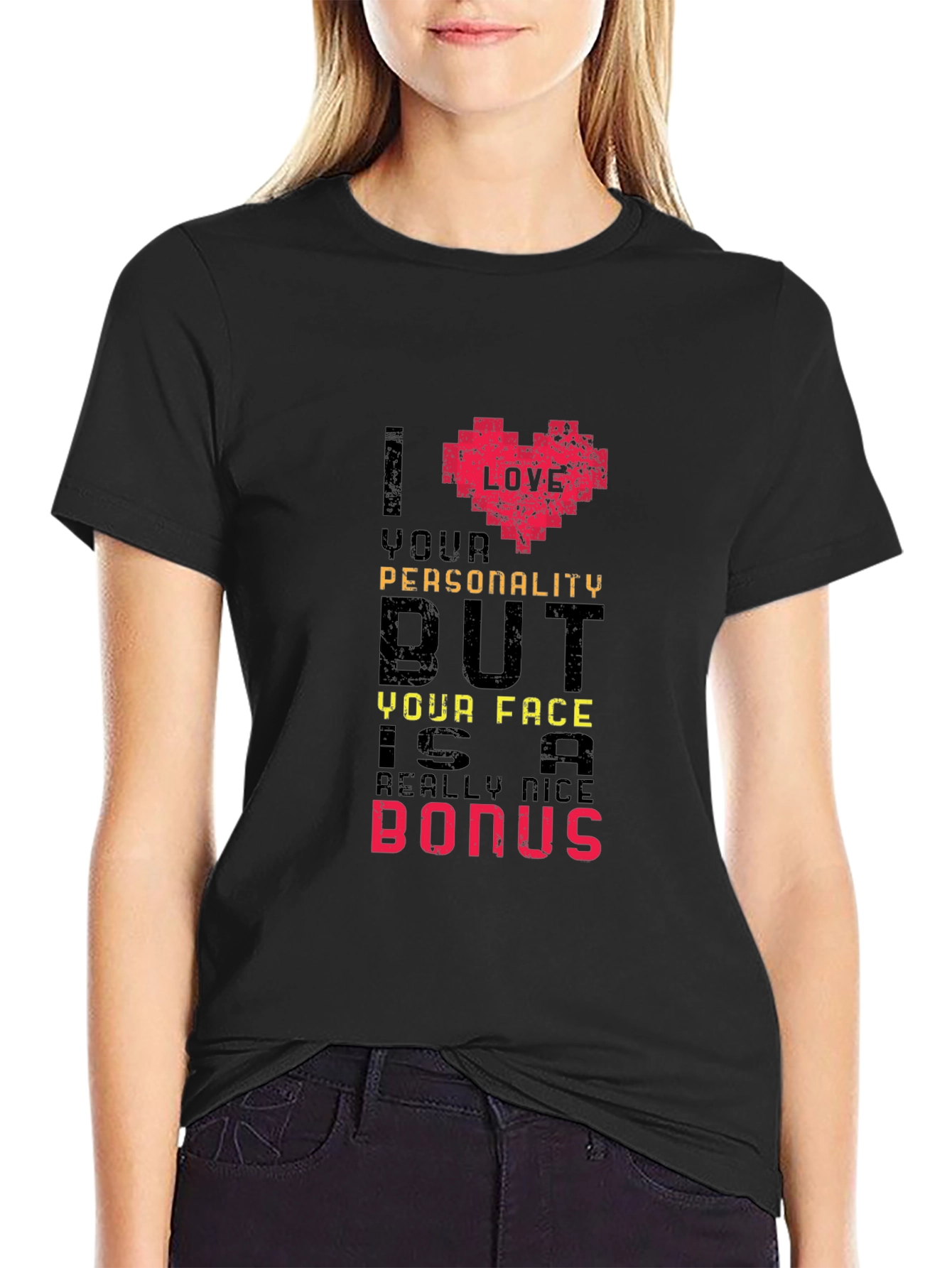 Black Humorous "I Love Your Personality" Graphic Tee view 2