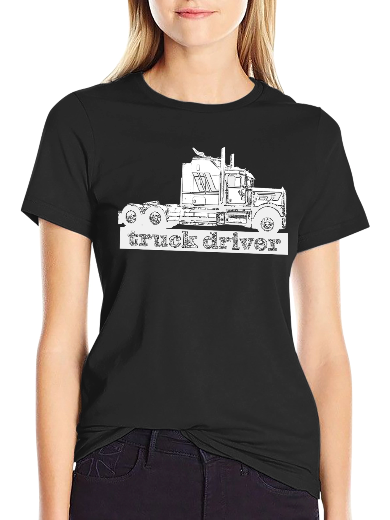Black Truck Driver T-Shirt - Black Graphic Tee view 2