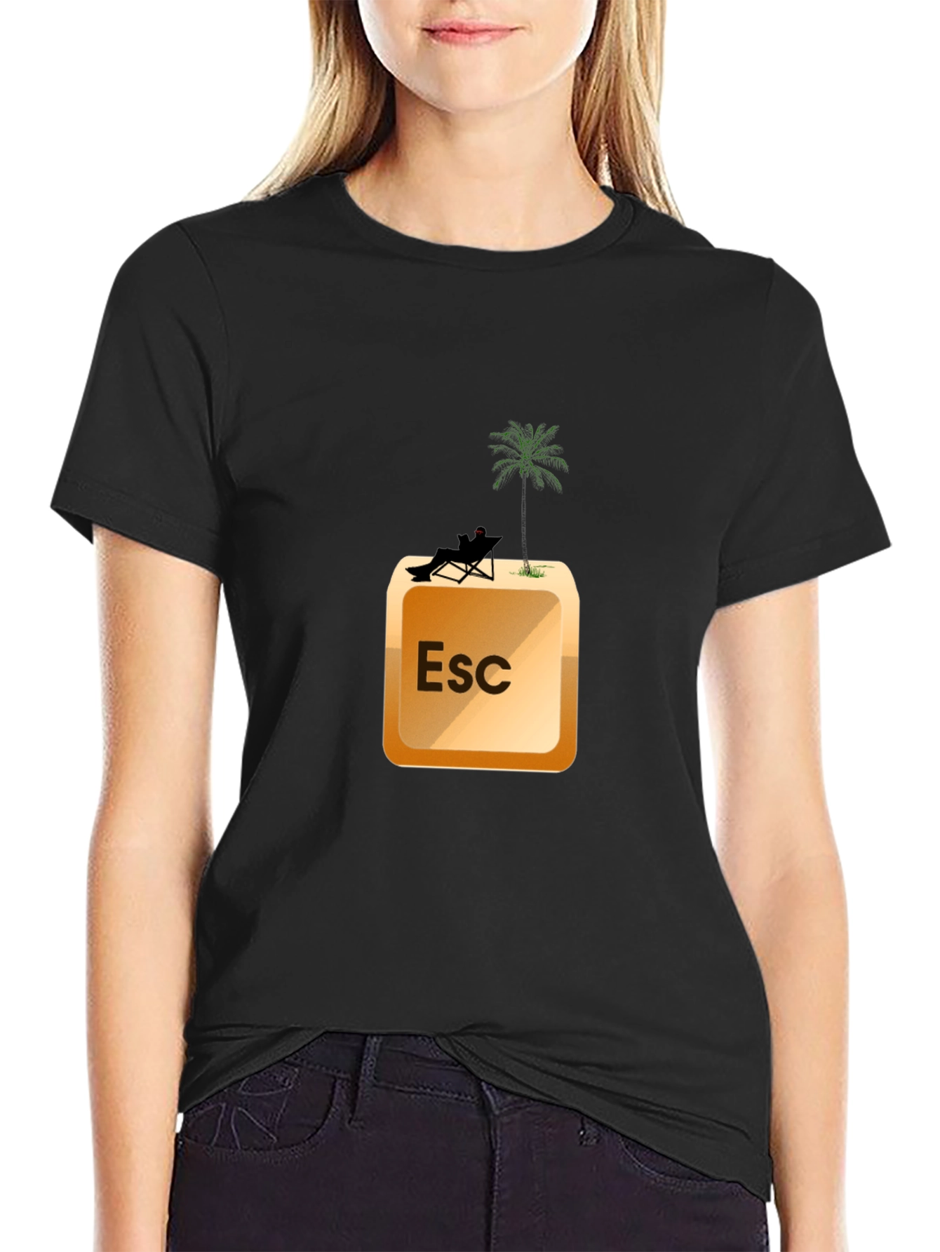 Black Escape Key T-Shirt - Vacation Mode On view 2