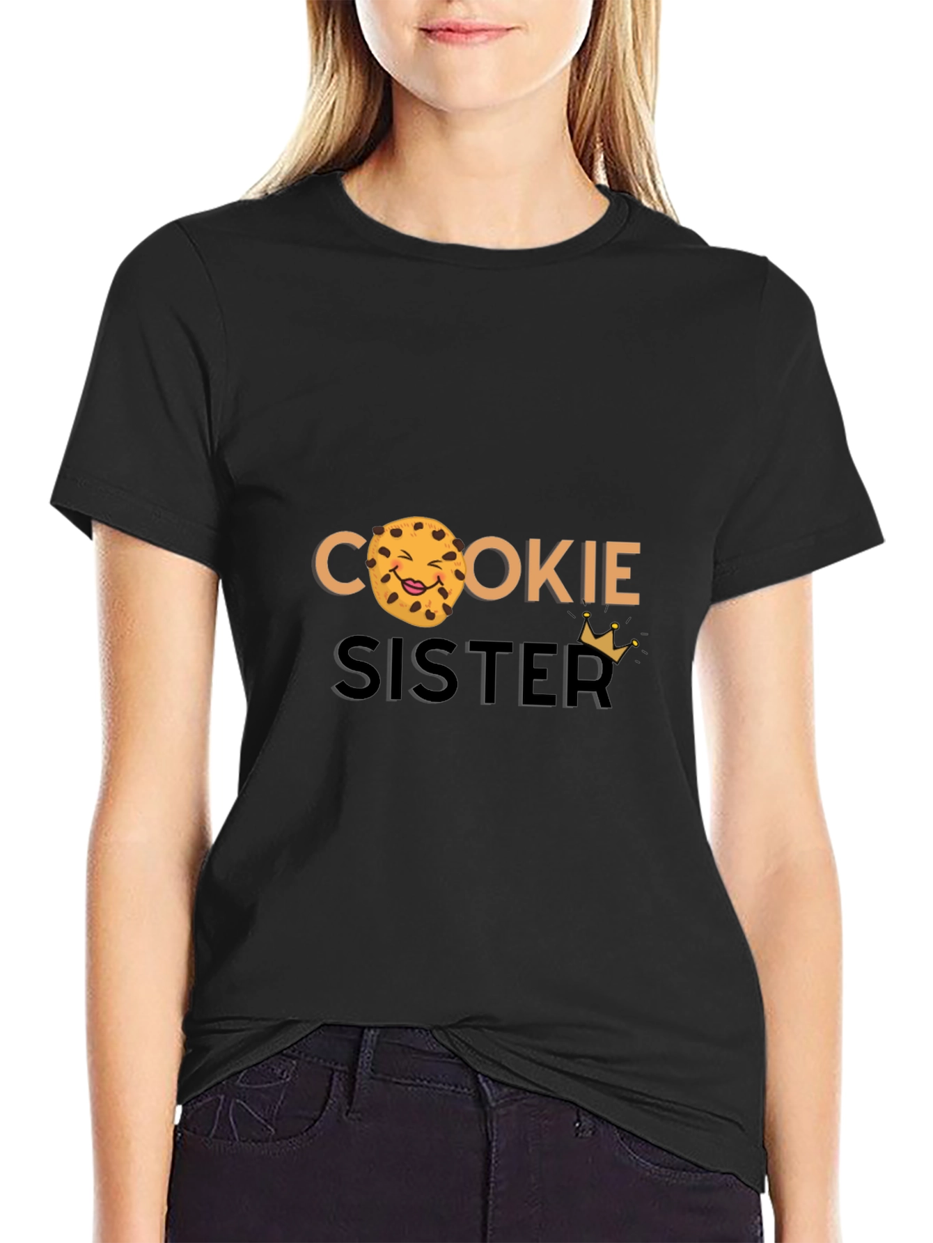 Black Cookie Sister Black Graphic T-Shirt view 2