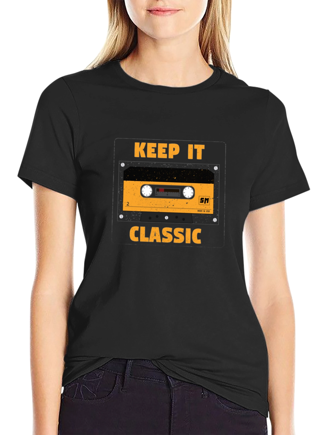 Black Keep It Classic Cassette Tape T-Shirt view 2