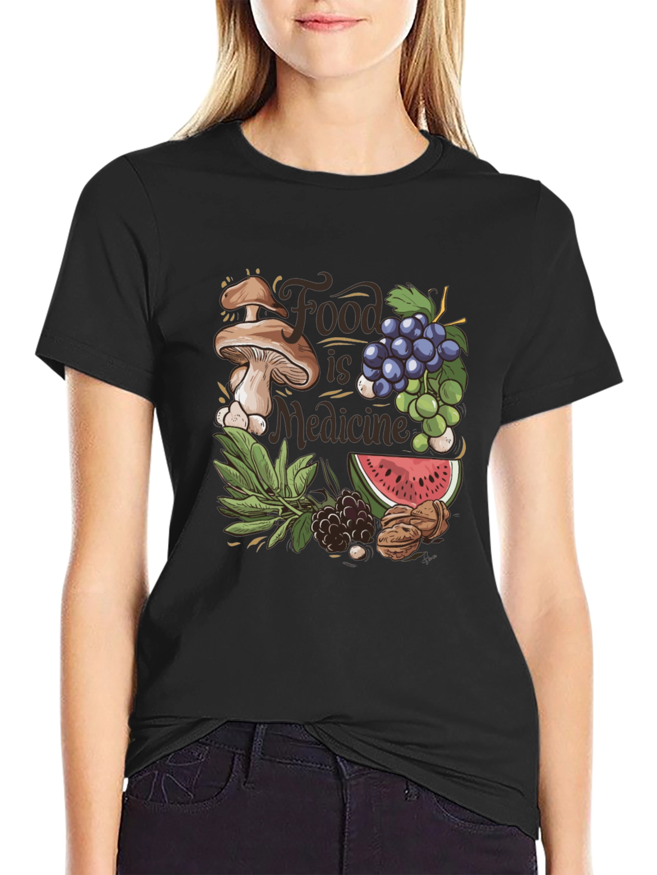 Black Food is Medicine Graphic T-Shirt view 2