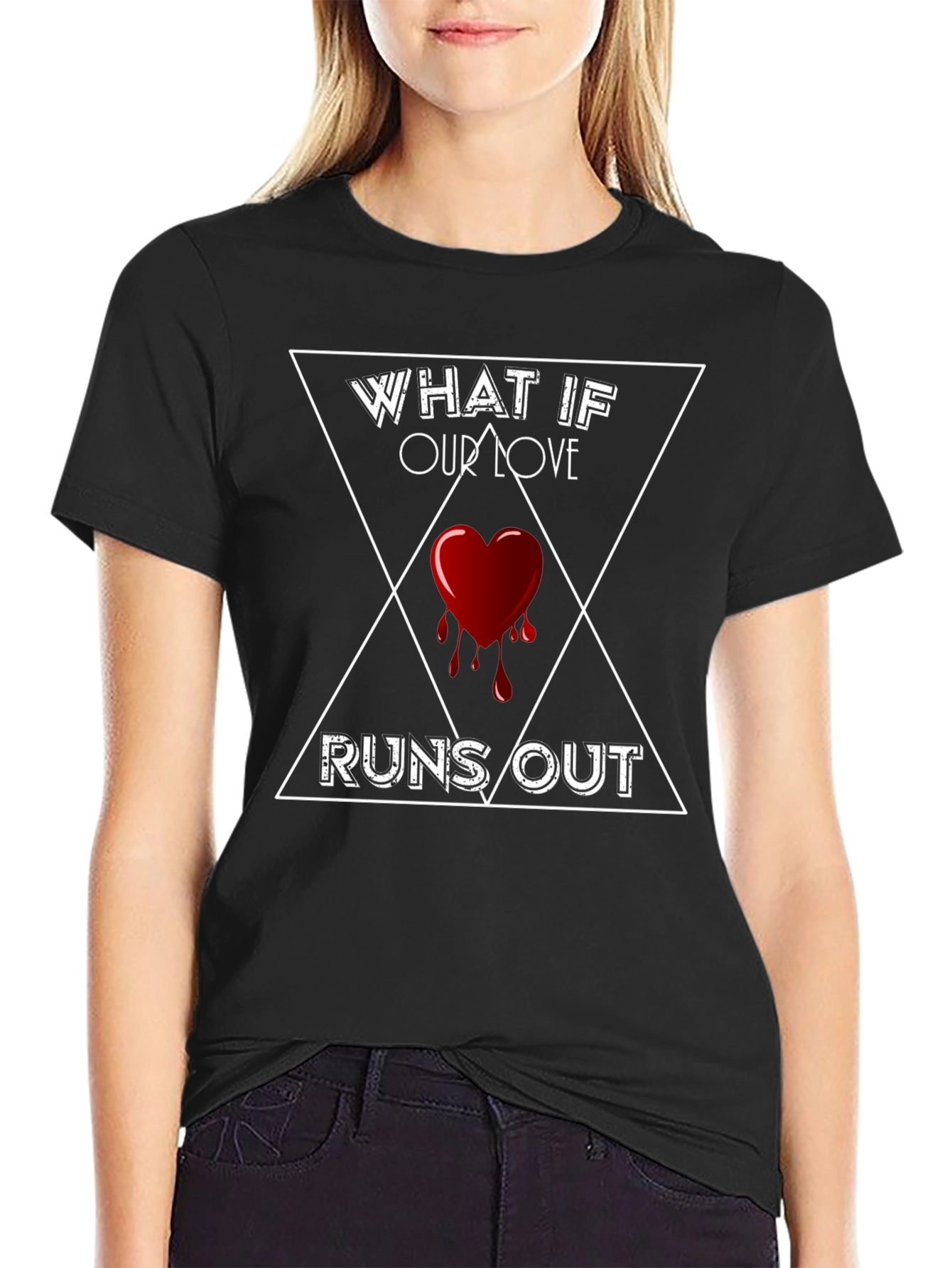 Black Bleeding Heart Graphic T-Shirt: What If Our Love Runs Out? view 2