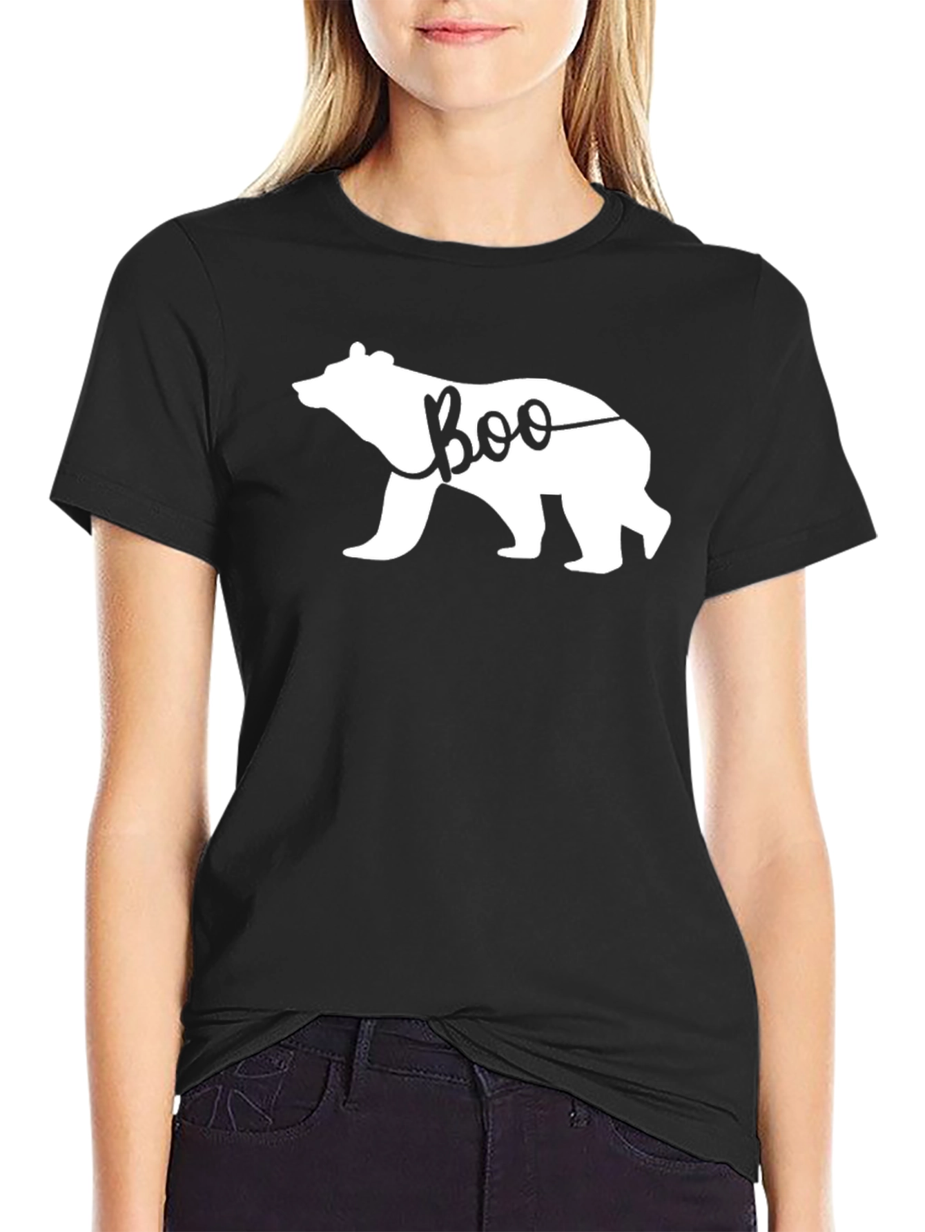 Black Boo Bear Black T-Shirt - Halloween Spooky Season view 2