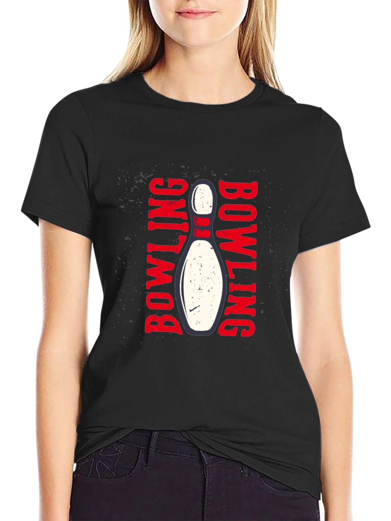 Black Bowling Strike Graphic T-Shirt - Black Cotton Tee view 2