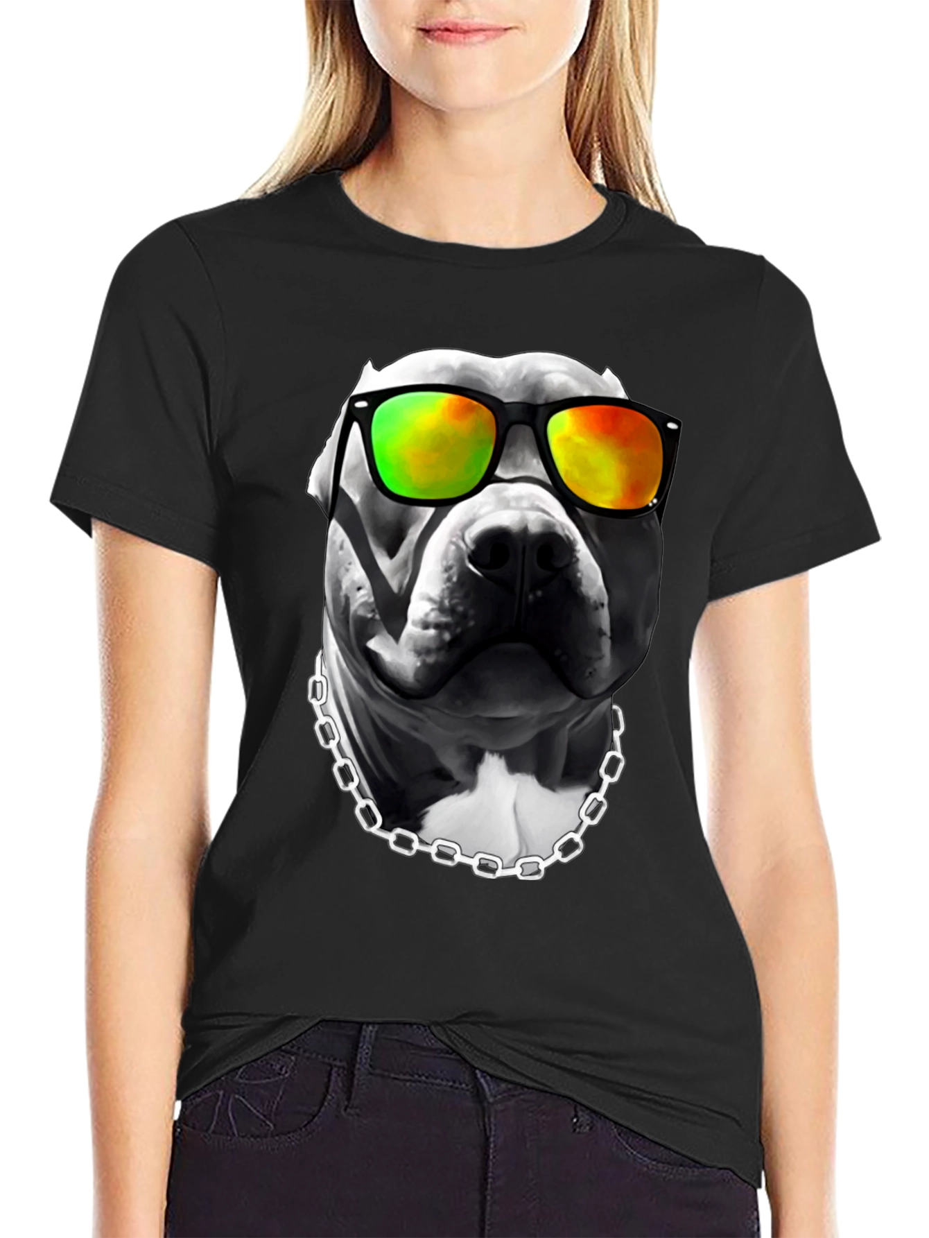 Cool Pitbull T-Shirt - Dog with Sunglasses - 2