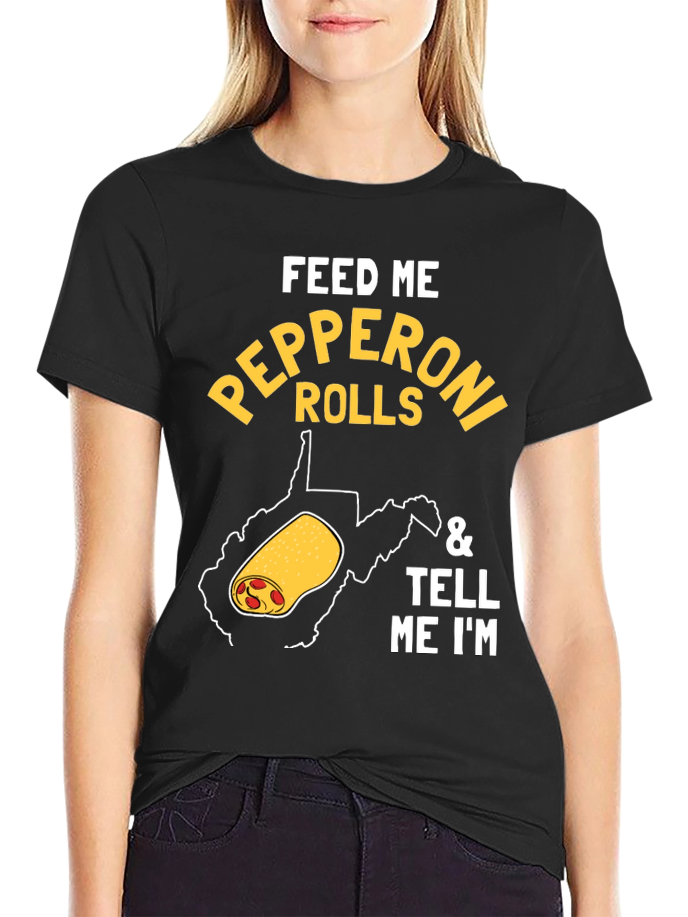 Black Feed Me Pepperoni Rolls Graphic Tee view 2