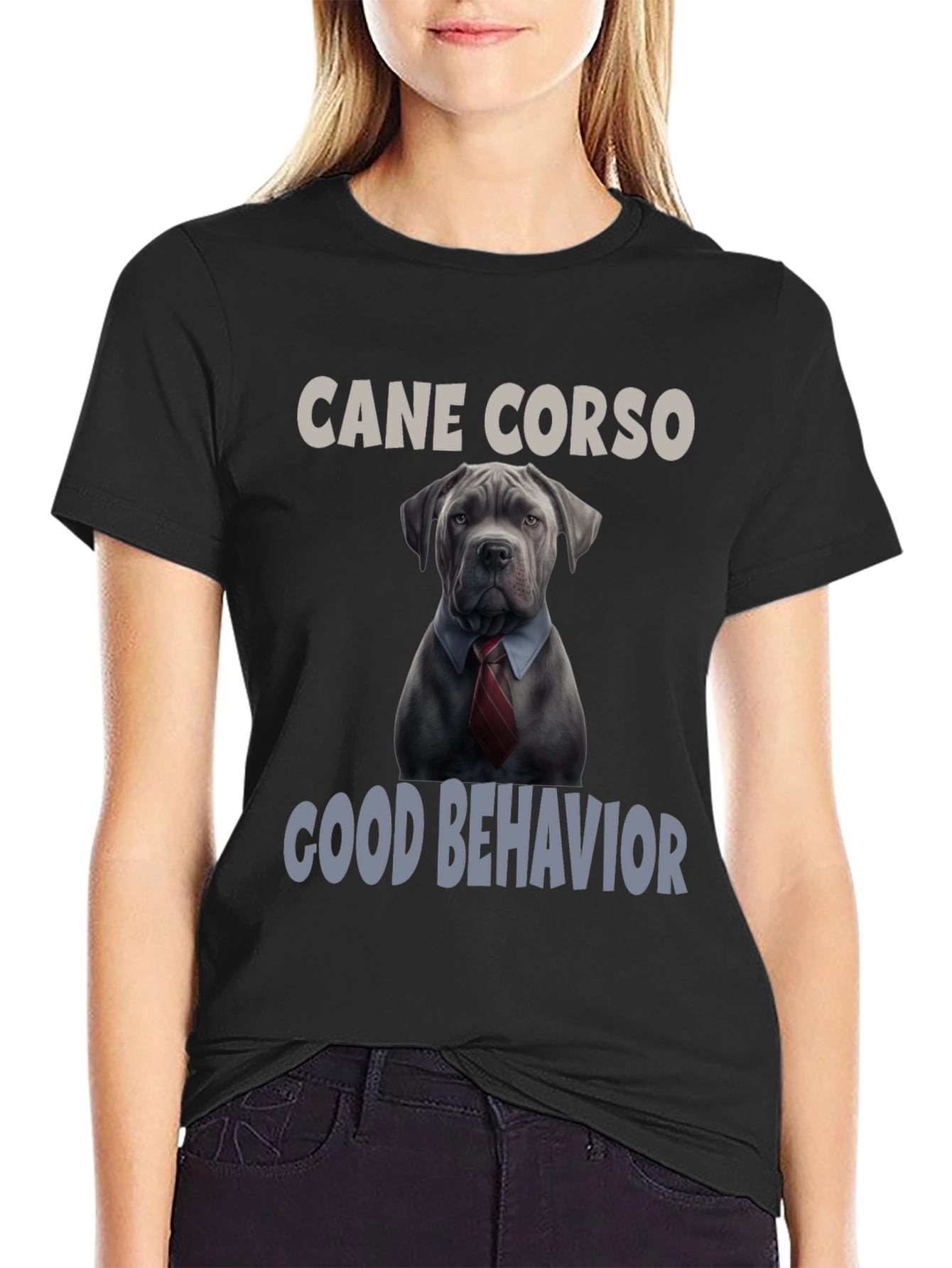 Black Cane Corso Good Behavior T-Shirt view 2