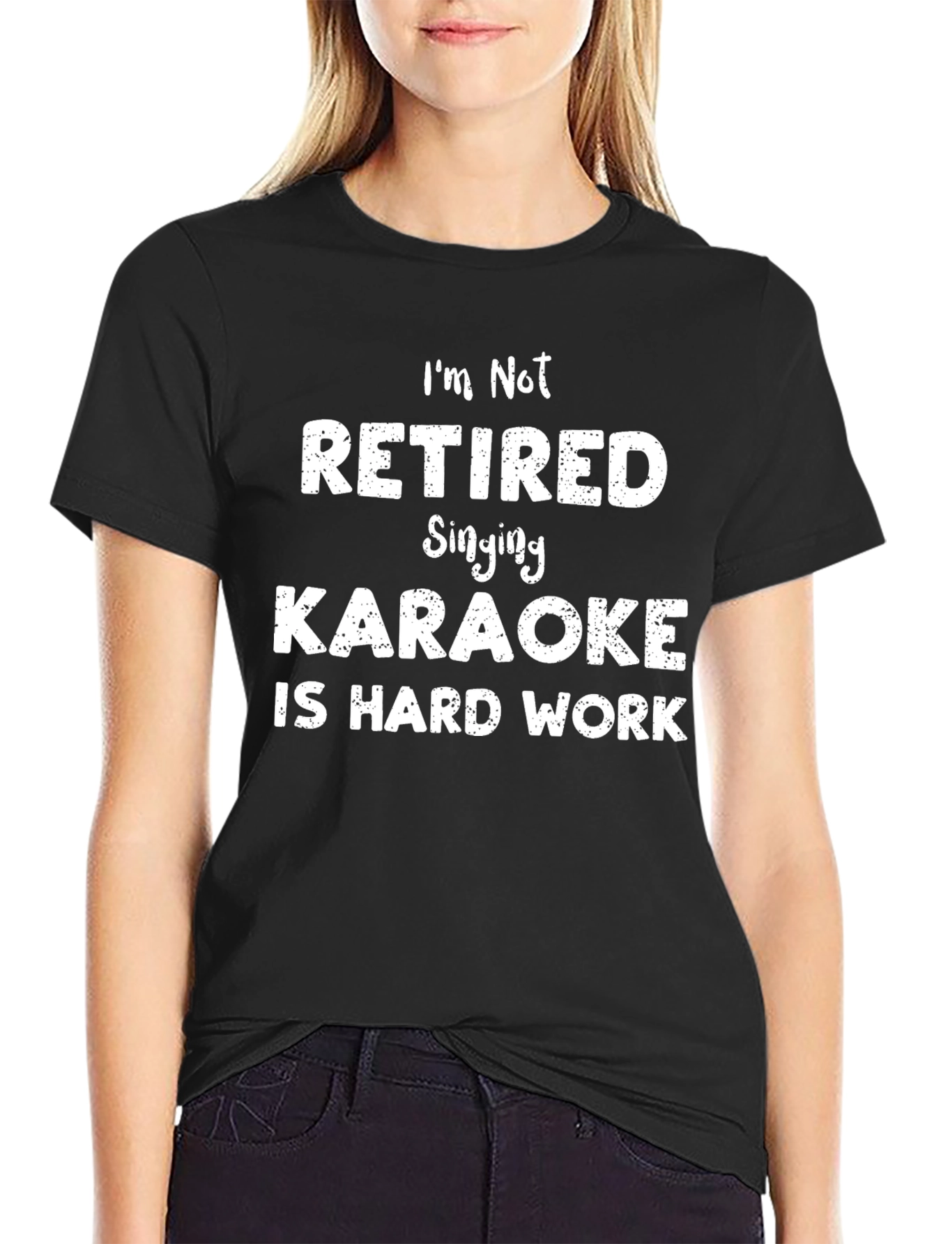 Black Funny Karaoke Hard Work T-Shirt view 2