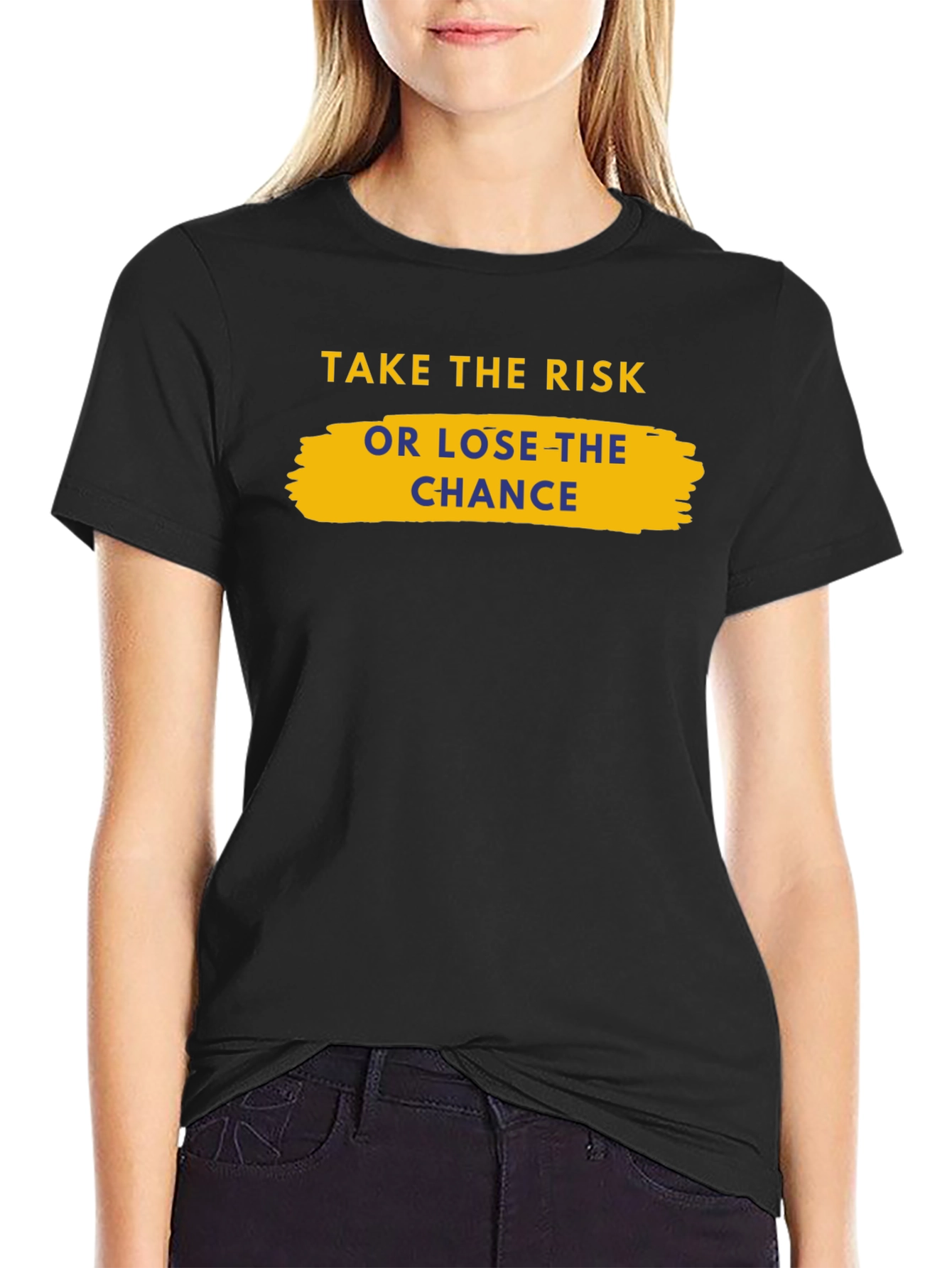 Black Take the Risk Graphic Tee - Motivational Shirt view 2