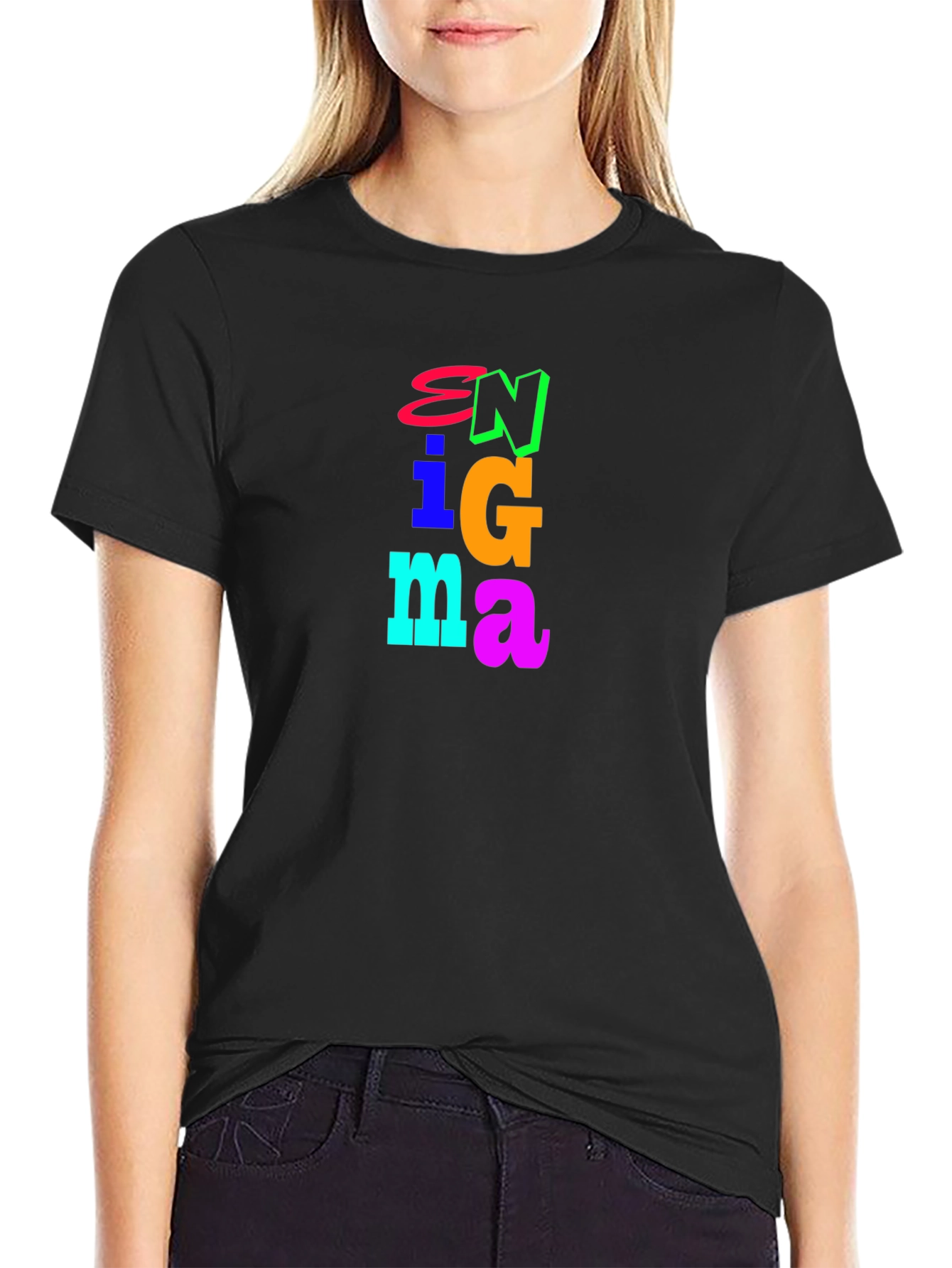 Black Enigma Graphic Tee - Bold Colorful Design view 2