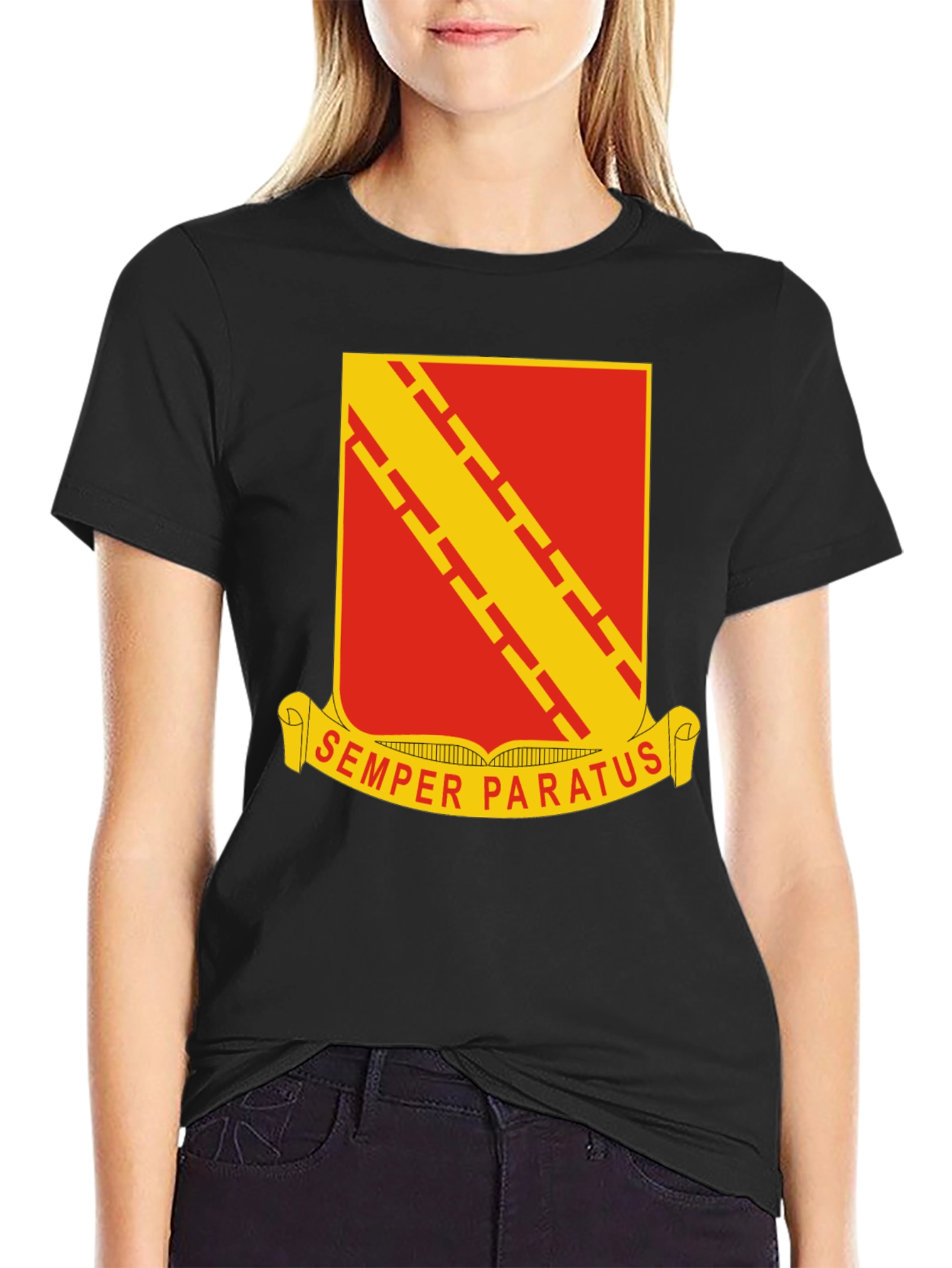 Black Semper Paratus T-Shirt - Military Graphic Tee view 2