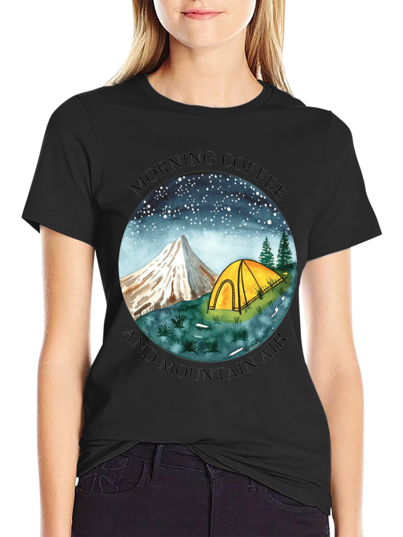 Black Morning Coffee & Mountain Air Graphic Tee view 2