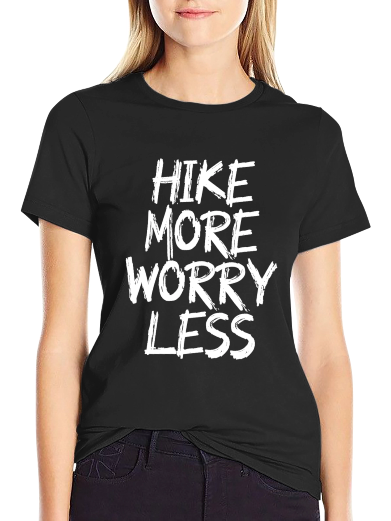 Black Hike More Worry Less Graphic Tee view 2