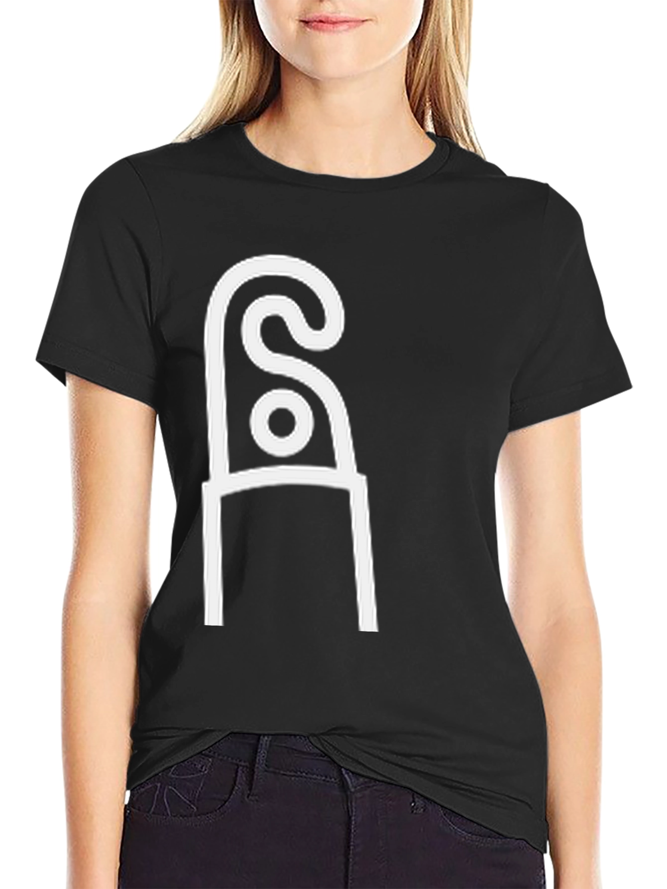 Black Abstract Symbol T-Shirt - Modern Minimalist Design view 2