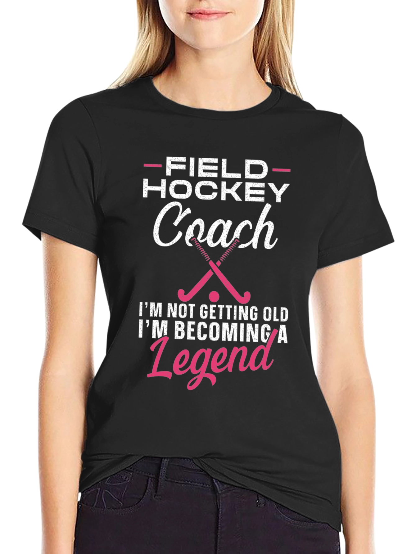 Black Field Hockey Coach Legend T-Shirt view 2