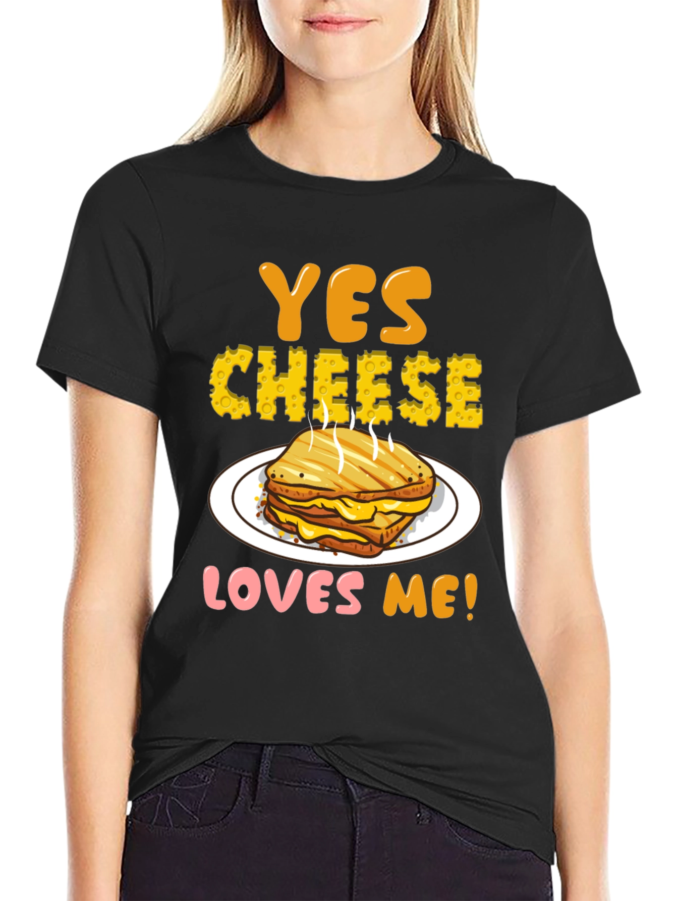 Yes Cheese Loves Me T-Shirt, Grilled Cheese Graphic Tee - 2
