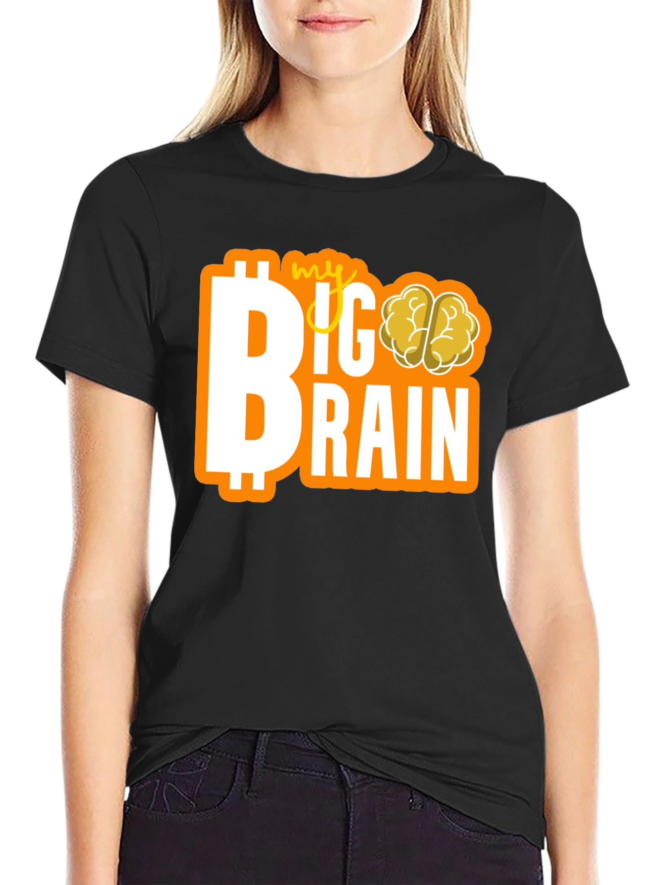 Black My Big Brain Tee - Crypto Investor Genius T-Shirt view 2