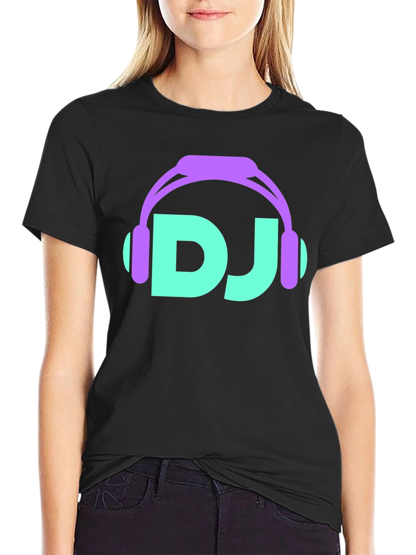 Black DJ Headphones Graphic T-Shirt - Black view 2