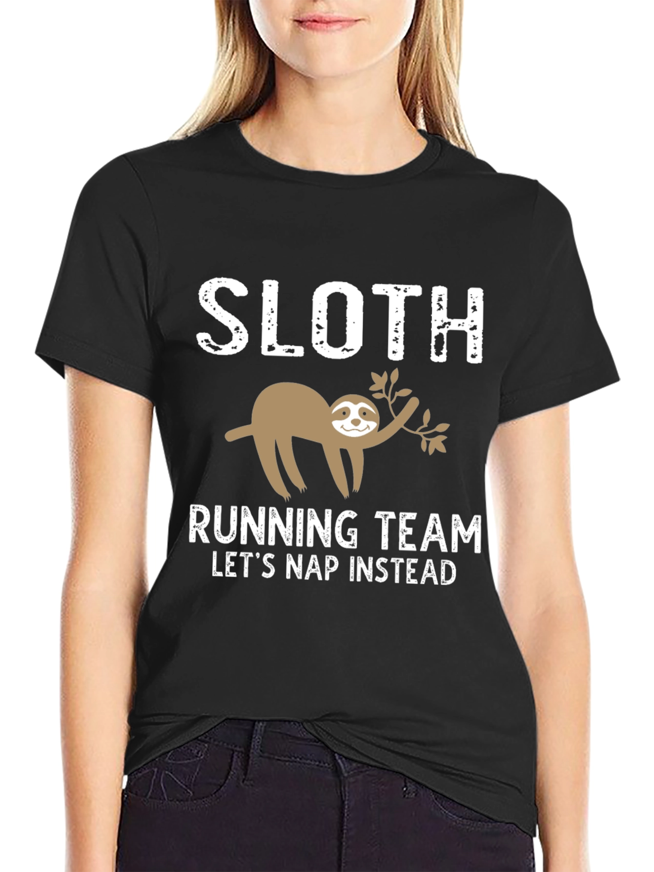 Black Sloth Running Team Black Graphic T-Shirt view 2