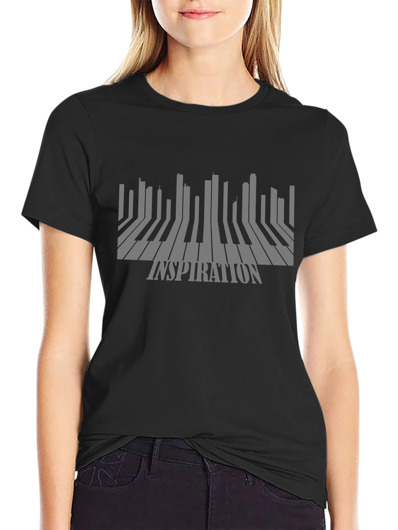 Black Inspiration Piano Keys T-Shirt - Black view 2