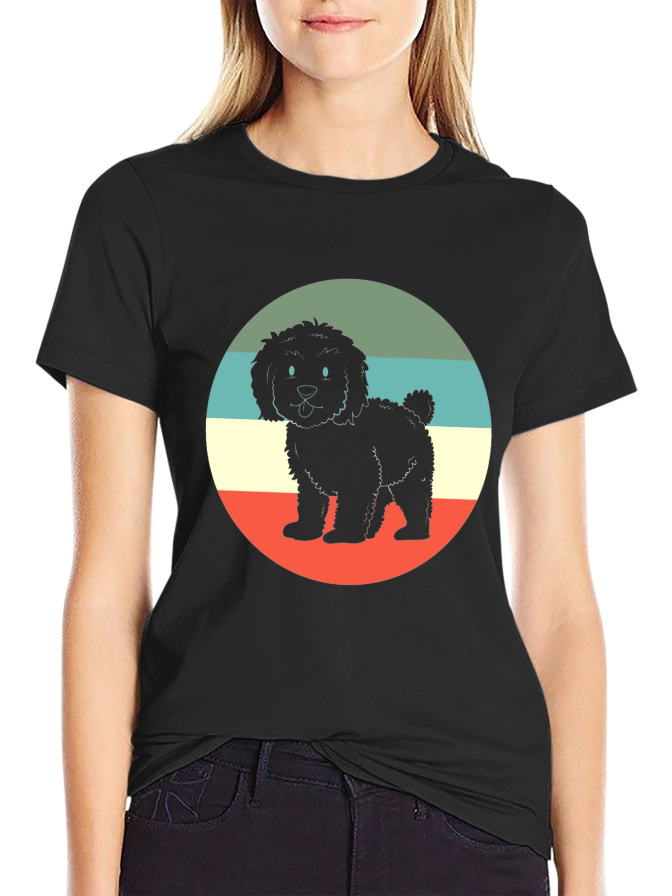 Black Retro Dog T-Shirt - Vintage Style Pup Tee view 2