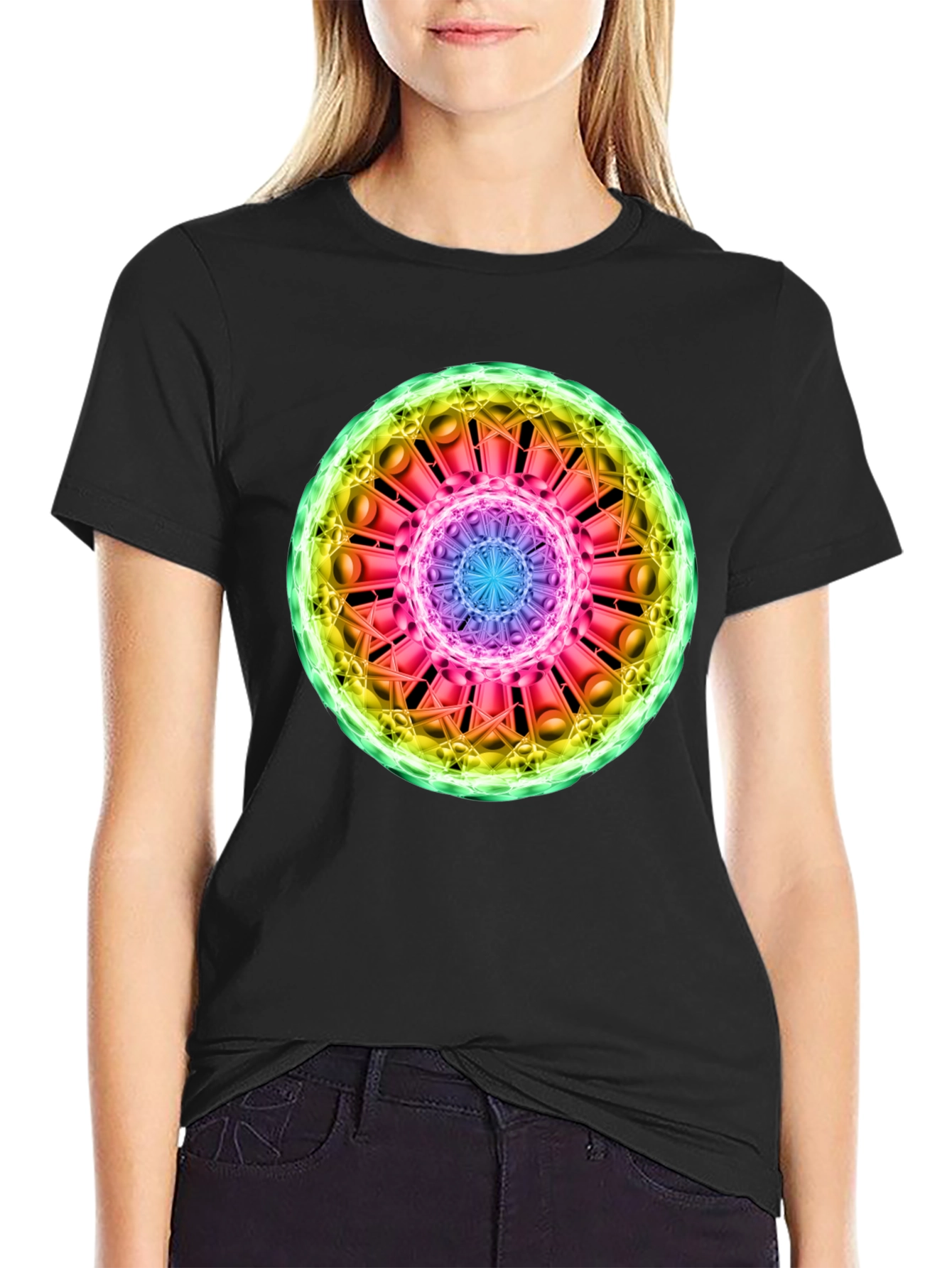 Black Cosmic Mandala Graphic Tee - Black view 2