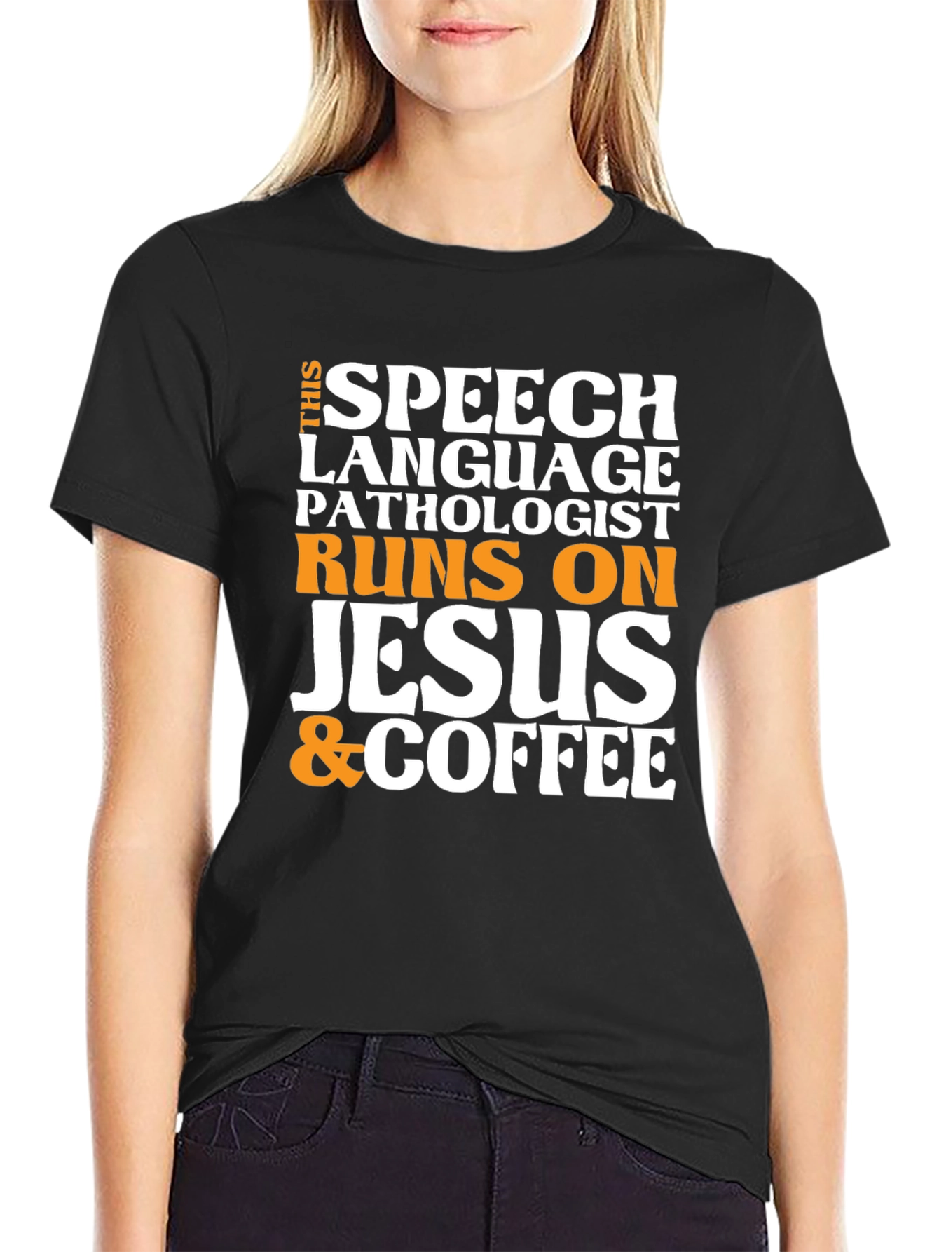 Black Speech Pathologist Jesus & Coffee T-Shirt view 2