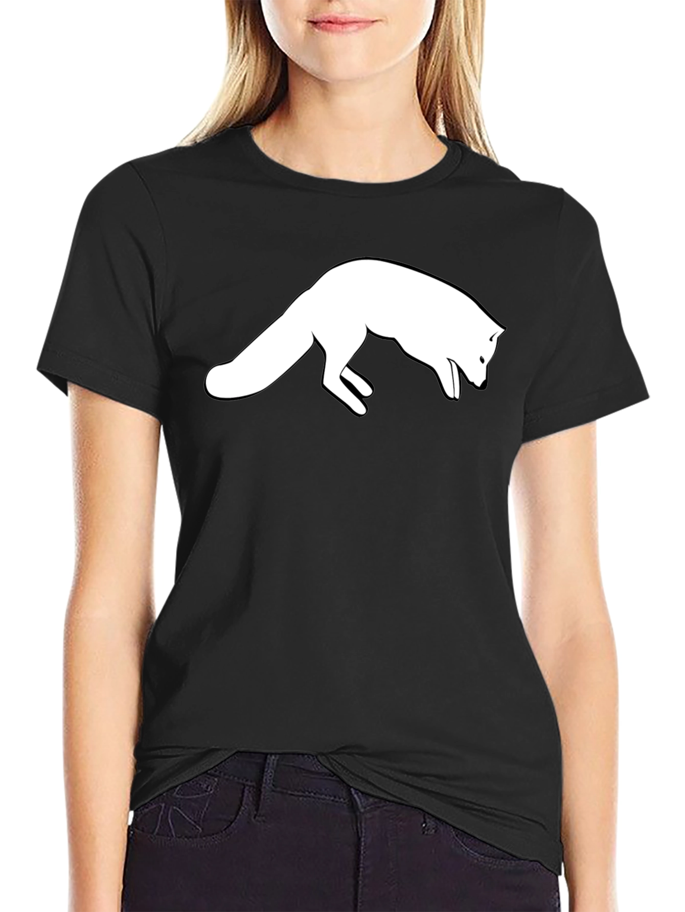 Black Fox Silhouette Graphic Tee - Black view 2