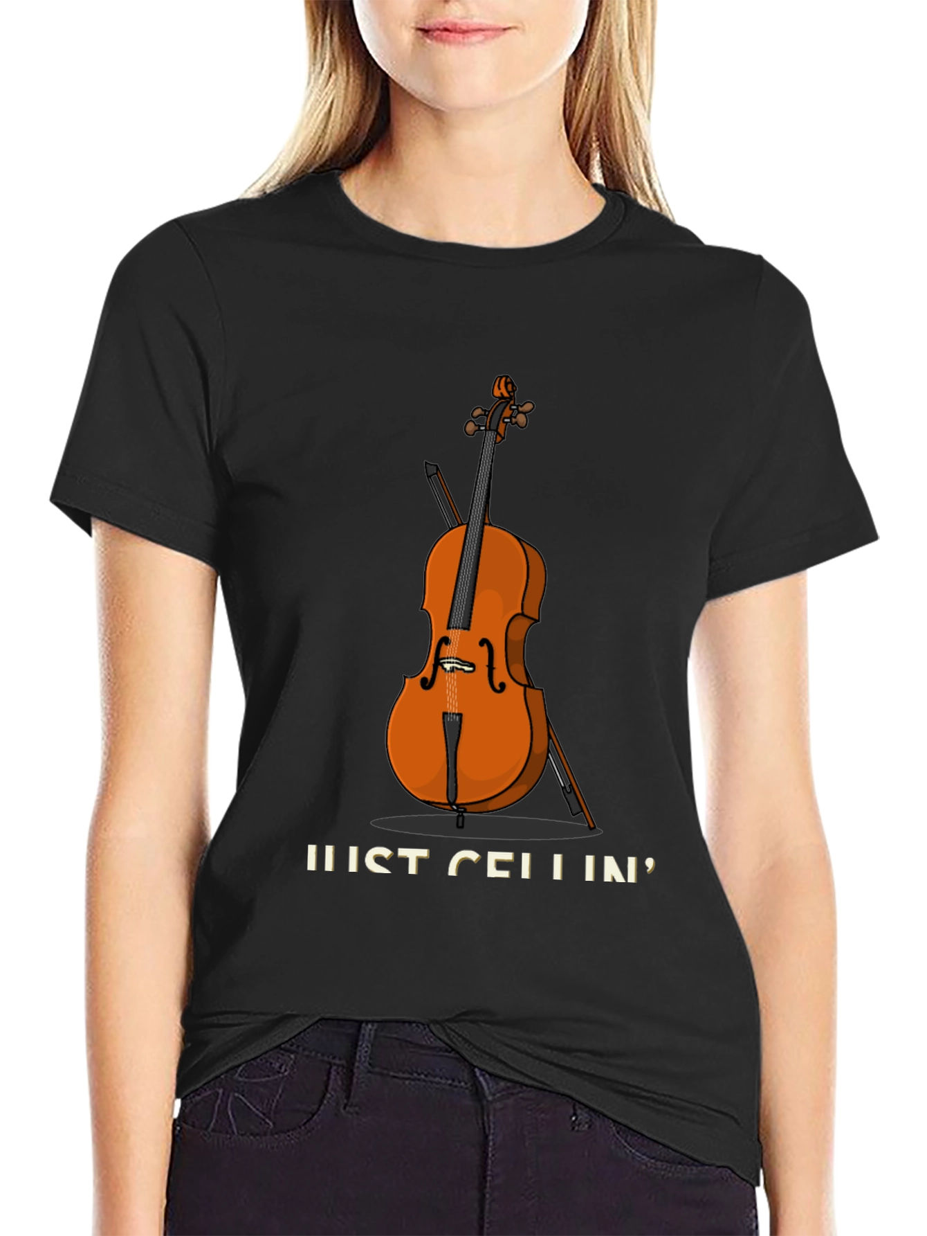 Black Just Cellin' T-Shirt | Music Lover Gift view 2
