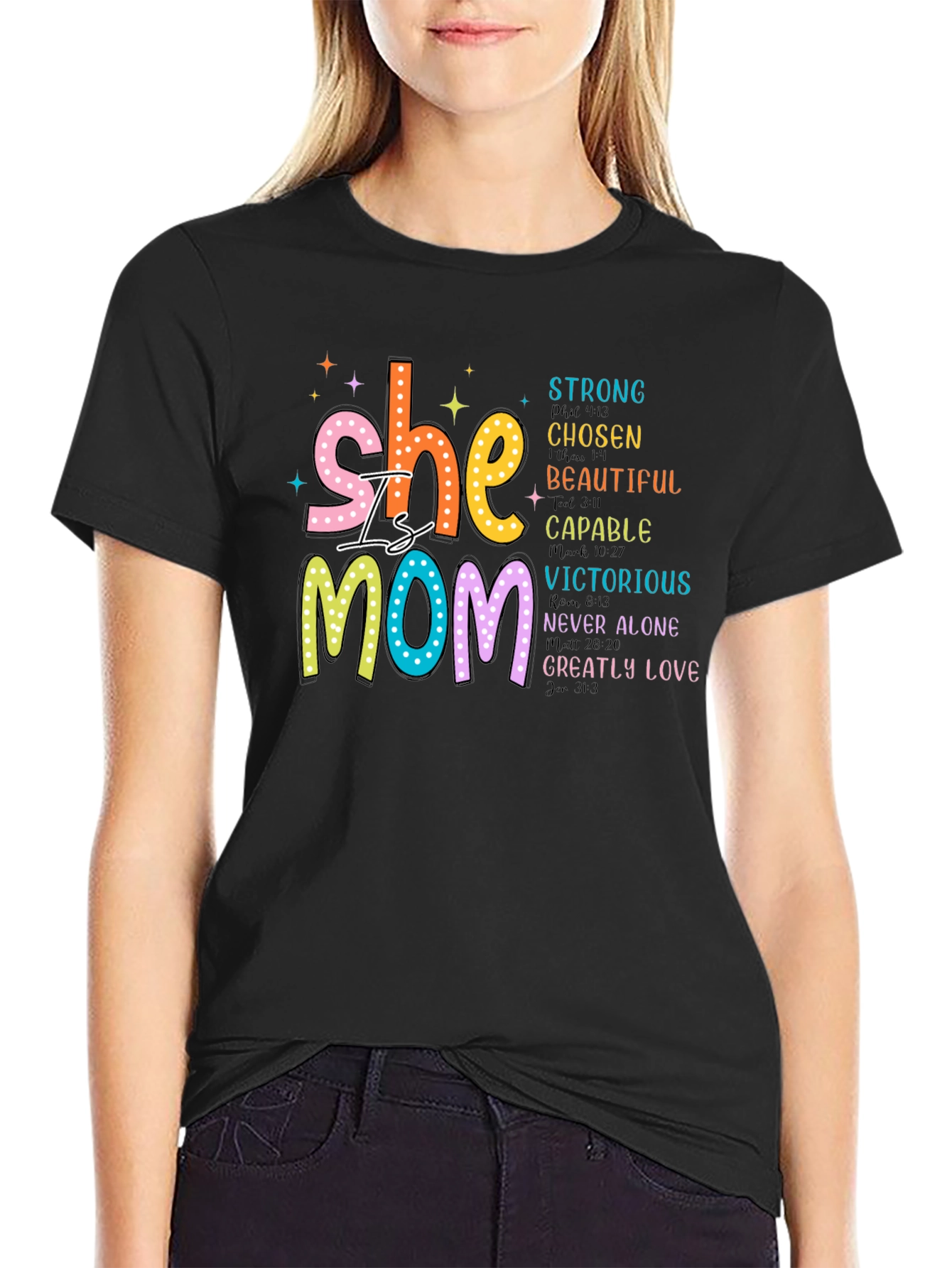 Black She is Mom T-Shirt: Strong Chosen Beautiful view 2