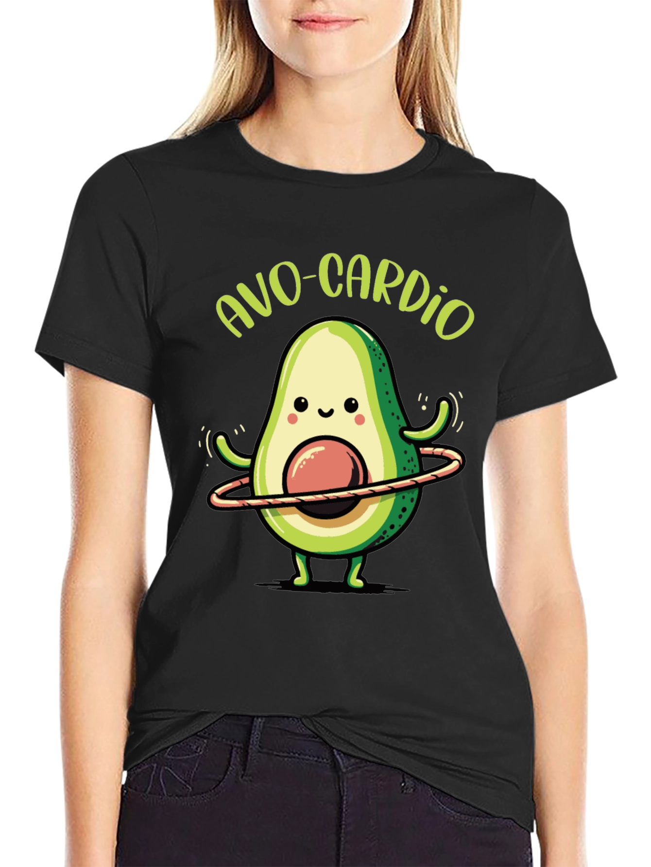 Black Avo-Cardio Black T-Shirt - Avocado Fitness Tee view 2