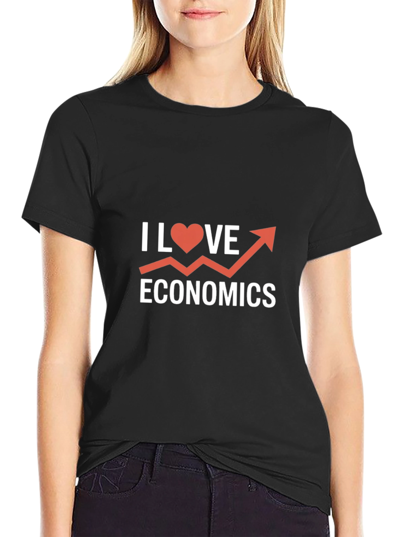 Black I Love Economics Graphic Tee - Black Cotton Shirt view 2